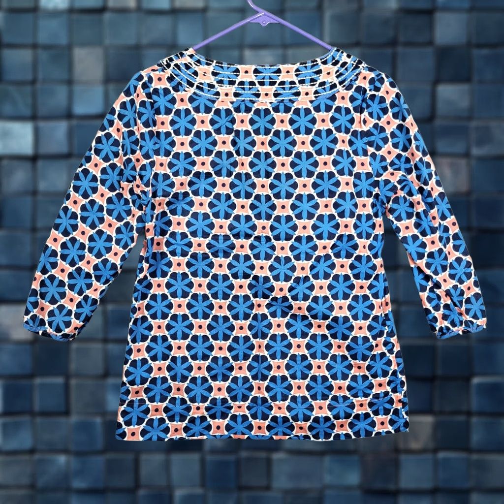 Boden Boden Blouse Women Cotton Floral V-Neck 3/4 Sleeve Blue Orange Size 4R Regular"} Size S / US 4 / IT 40 - 1 Thumbnail