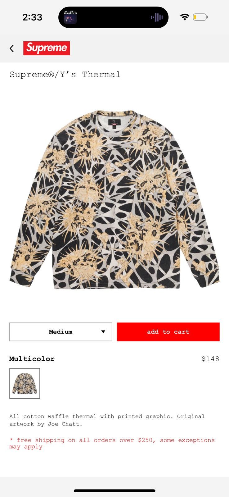 Supreme × Yohji Yamamoto Supreme/Y's Thermal | Grailed