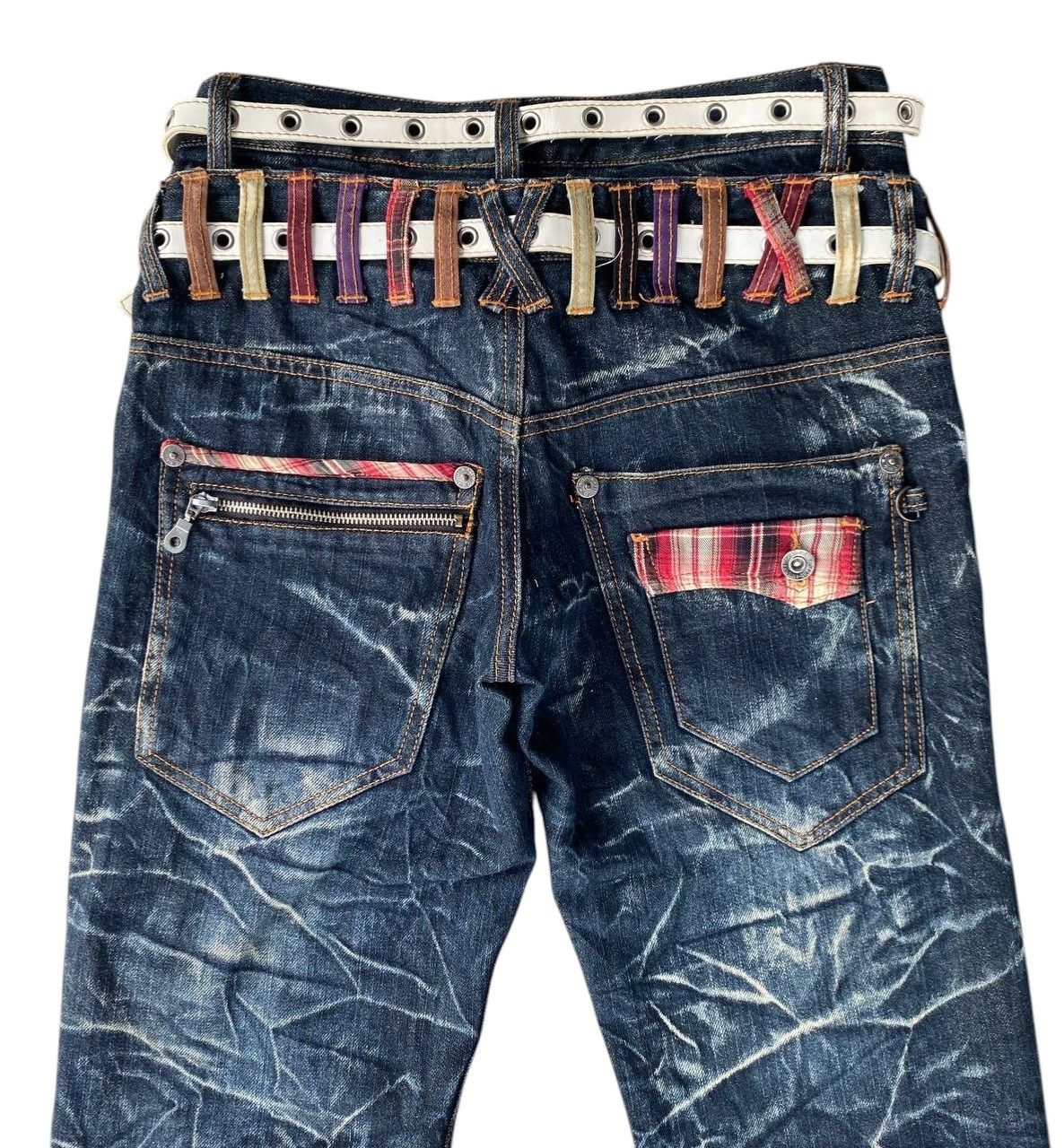 Japanese Brand Harajuku Y2K Nylaus Japan Double-Waist Belted Jean Ghostclaw Size US 29 - 15 Thumbnail