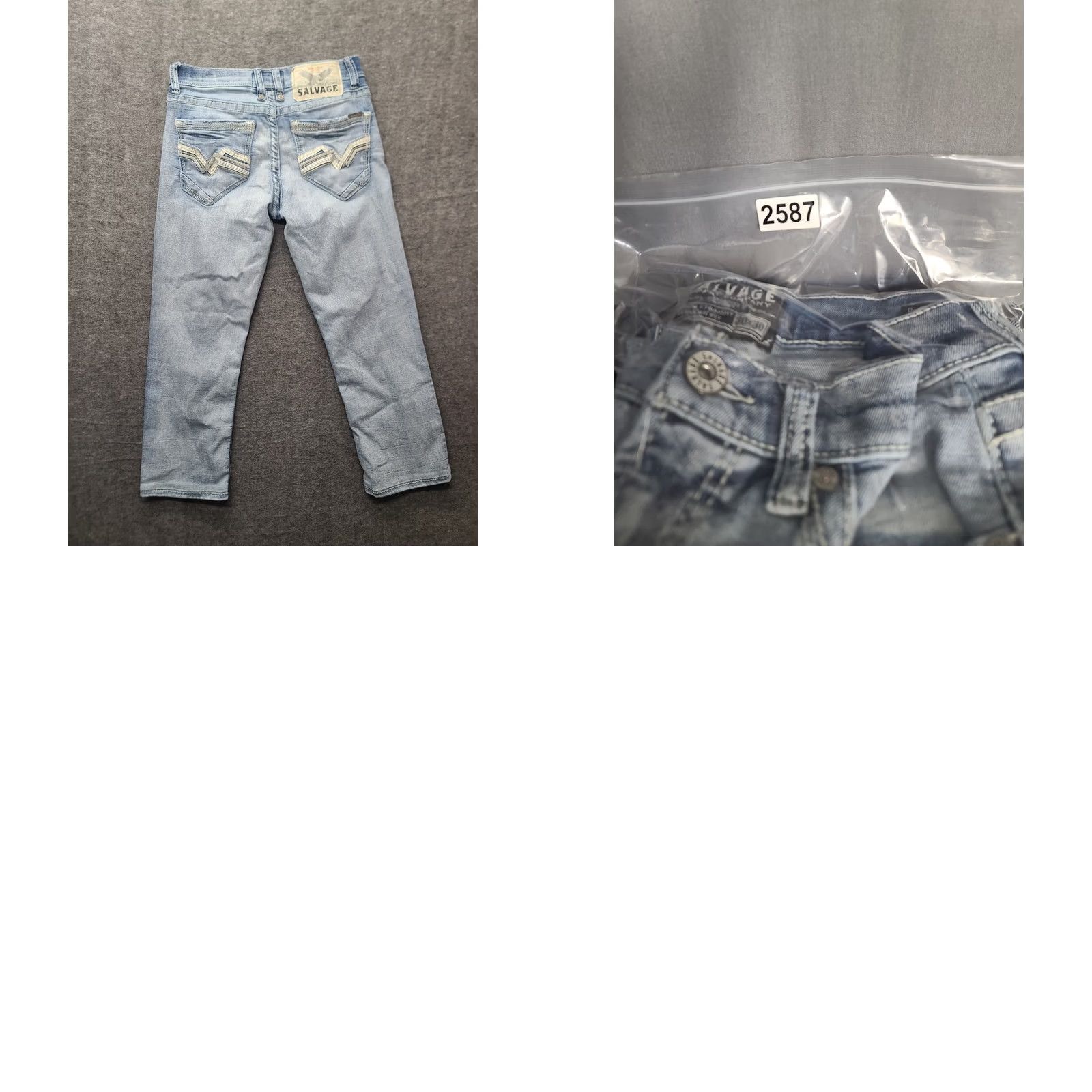 Vintage Salvage Jeans Mens 30x26 Straight Regular Distressed Stretch Denim Blue Cotton Polyester Spandex Buckle Bke Mayhem 30 Inseam 26 in Regular Rise Mid Size US 30 / EU 46 - 9 Thumbnail