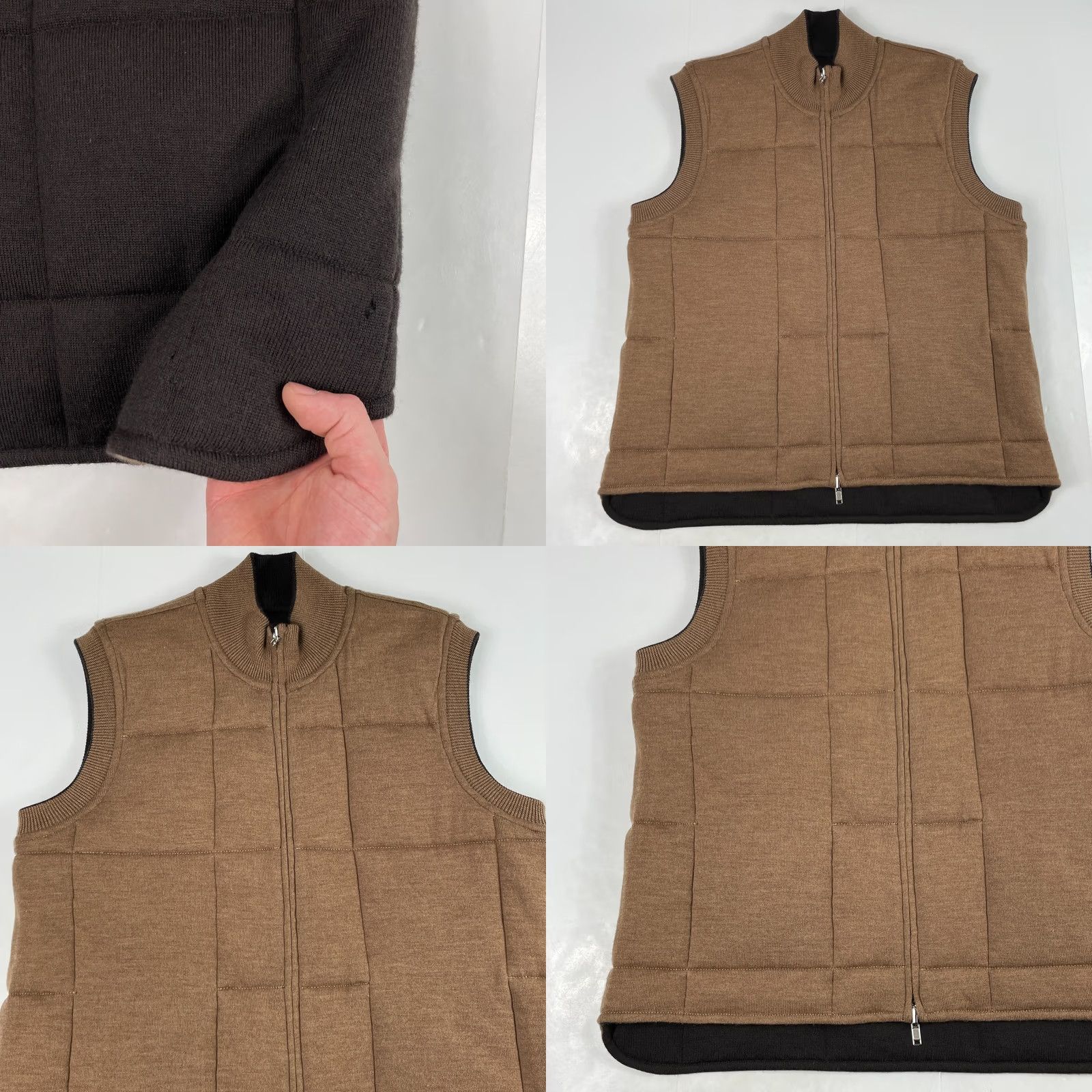 Jos. A. Bank Jos A Bank Vest Mens Large Brown Merino Wool Reversible Full Zip Quilted Golfing Vest Size US L / EU 52-54 / 3 - 9 Thumbnail