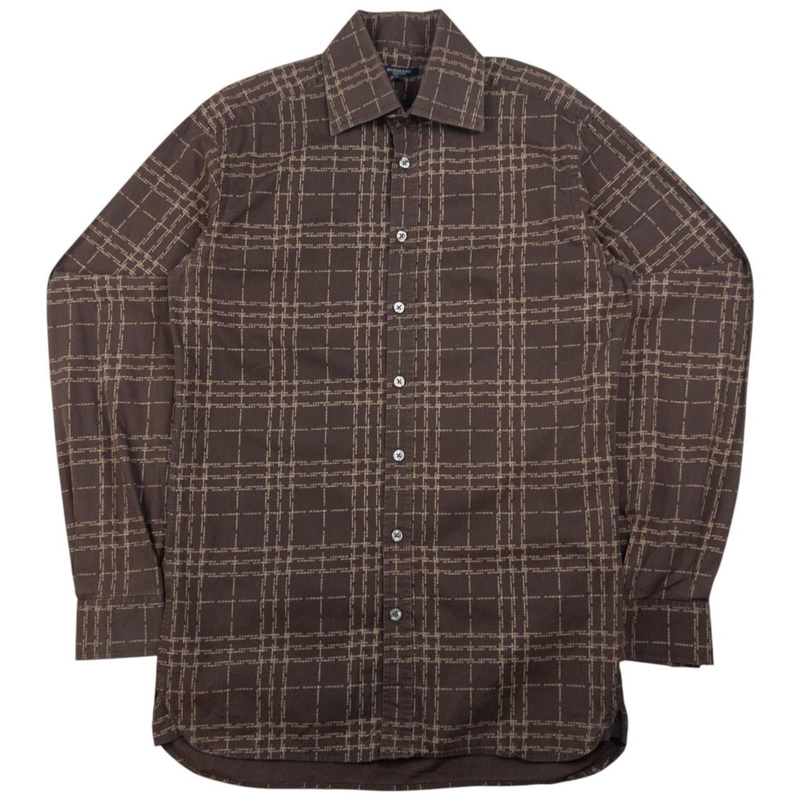 Vintage Burberry Nova Check Monogram Button Up Shirt Size M