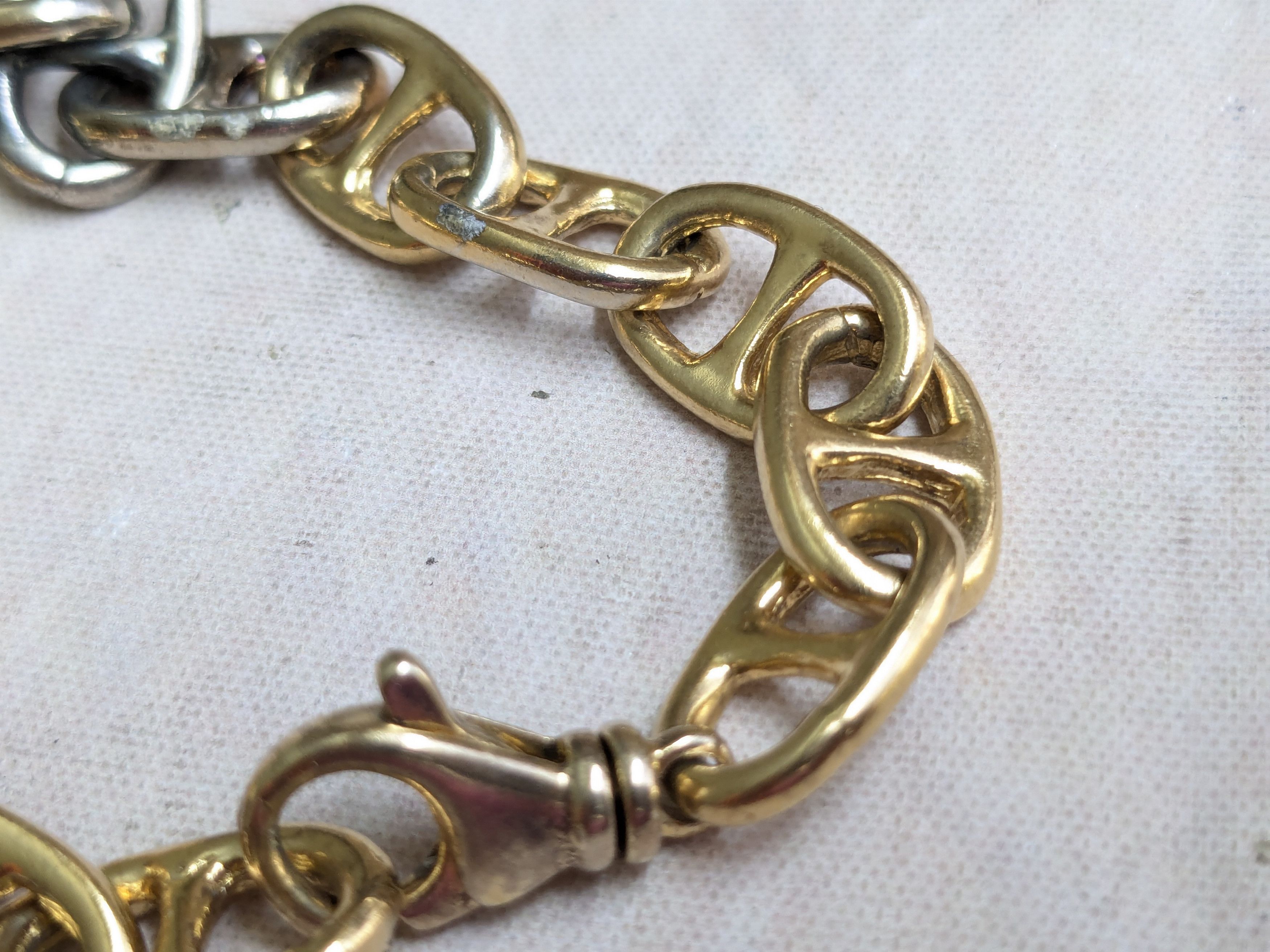 Jewelry Vintage Sterling Silver Bracelet Anchor Mariner Gold 7.25 Size ONE SIZE - 9 Thumbnail