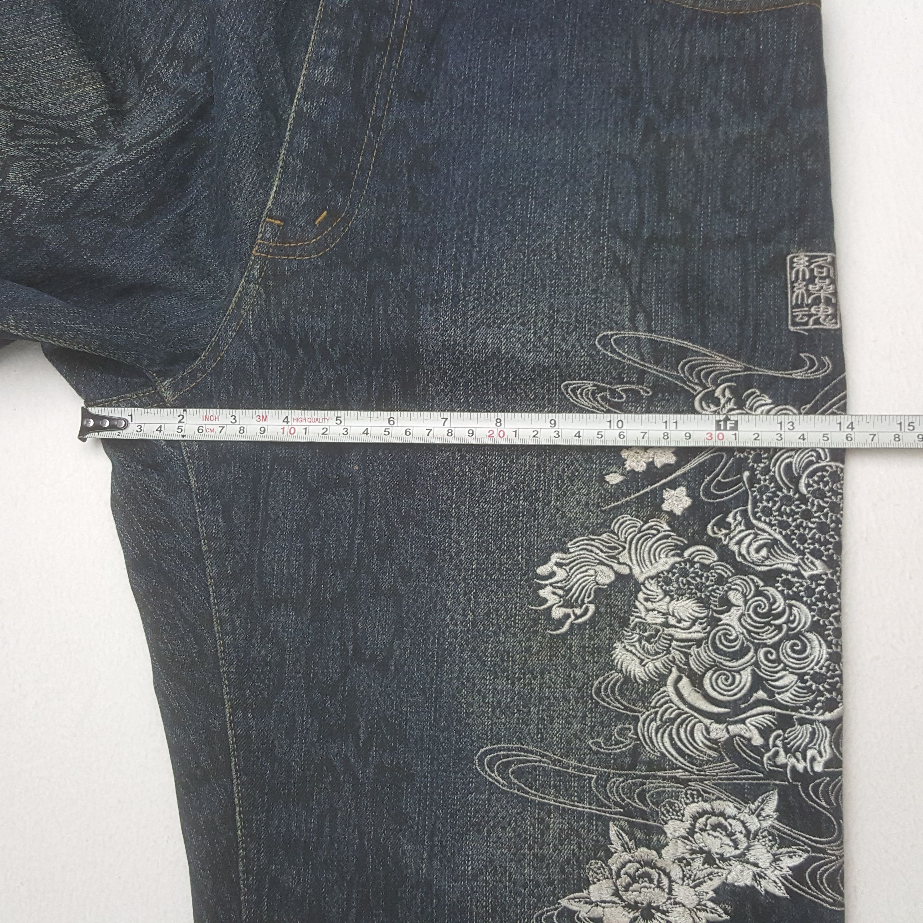 Designer × Japanese Brand × Vintage Vintage Karakuri Tamashn Sukajan Denim Jeans Size US 34 / EU 50 - 9 Thumbnail