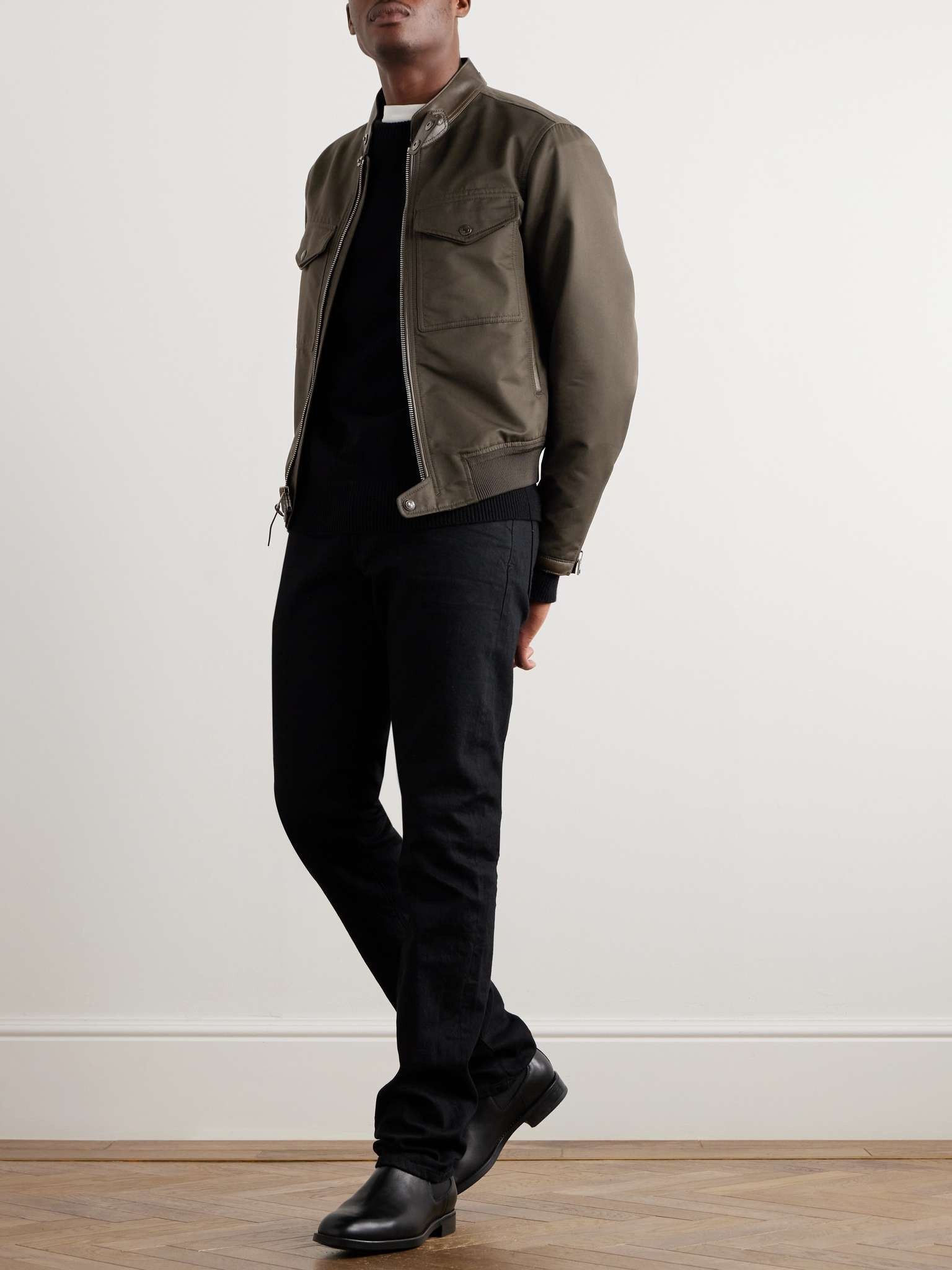 Tom Ford o1w1db10925 OBS026 Nylon Biker Blouson Jacket in Dark Olive Size US S / EU 44-46 / 1 - 2 Thumbnail