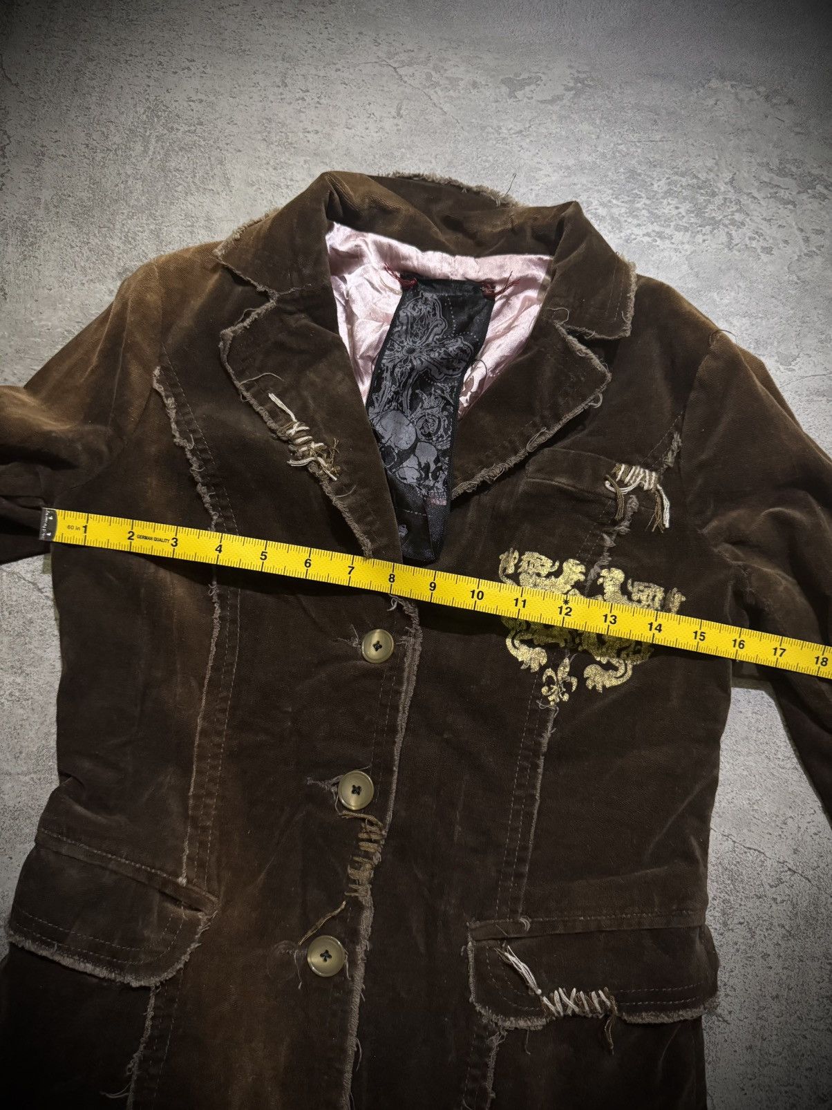 Hysteric Glamour Miss me Skull Brown Gold Foil Ifsixwasnine Velvet Blazer Size S / US 4 / IT 40 - 13 Thumbnail