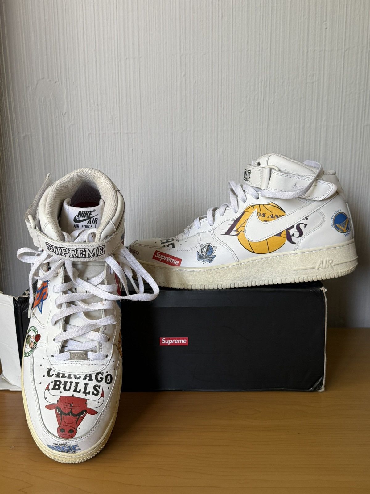 NBA × Nike × Supreme Nike Air Force 1 Mid Supreme NBA white Size US 12 / EU 45 - 2 Thumbnail
