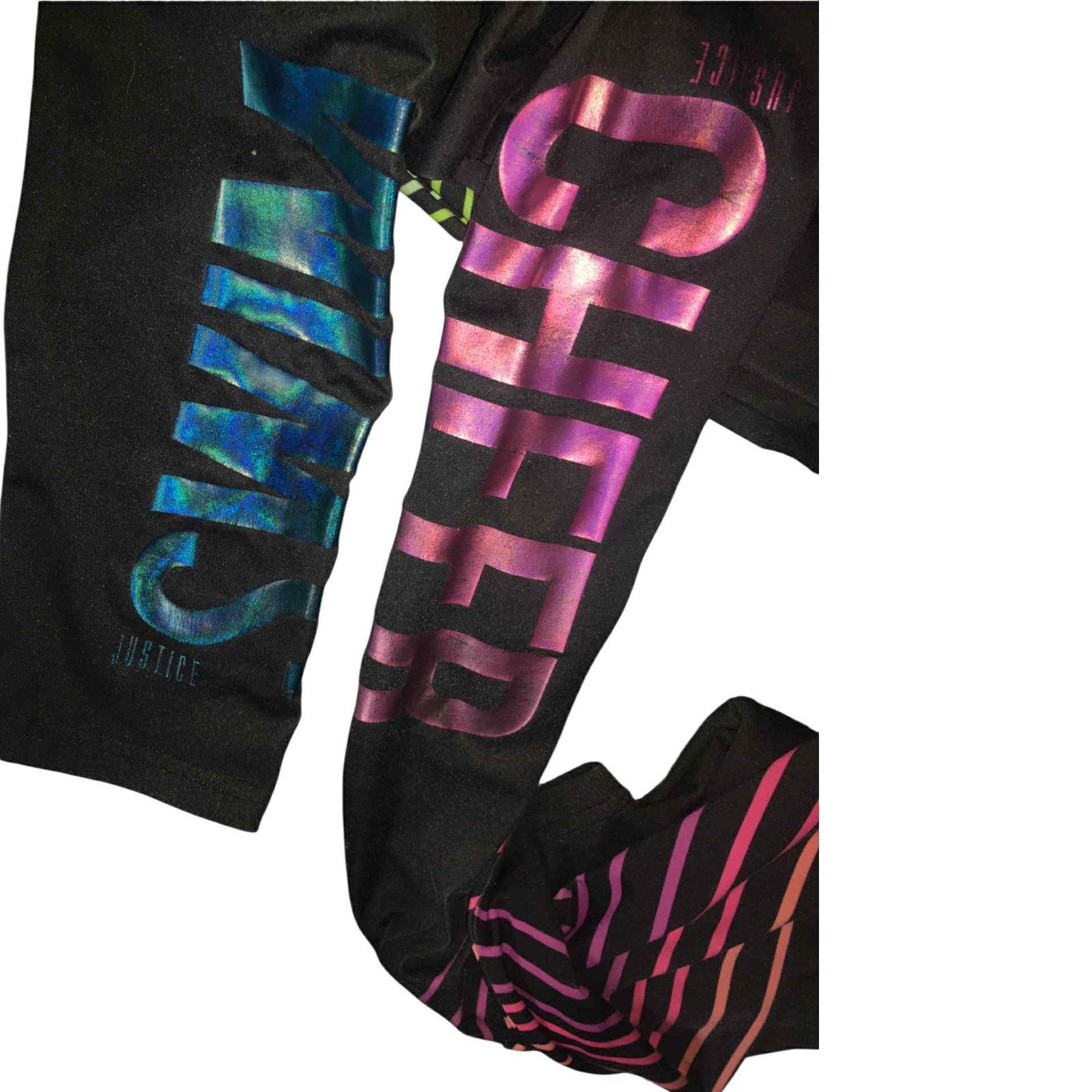 Other 7 Pair Leggings Athletic Stretch Full Length Black/Green LG Size 42" / US 20 - 3 Thumbnail