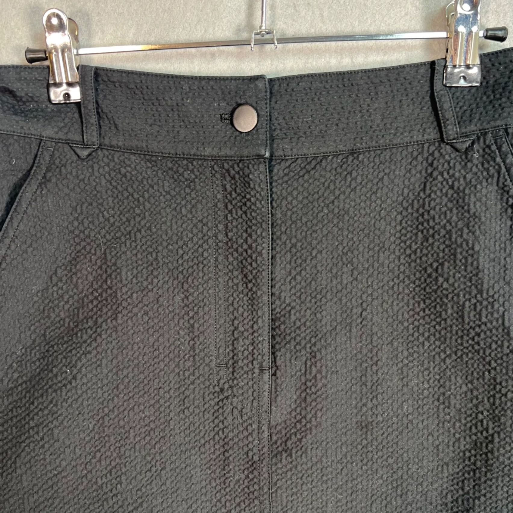 Cos COS Black Textured A-Line Skirt Side Pockets Button Closure Size 4 Women Cotton Blend Short Vintage N/A Woman Mens Size 27" / US 4 / IT 40 - 5 Thumbnail