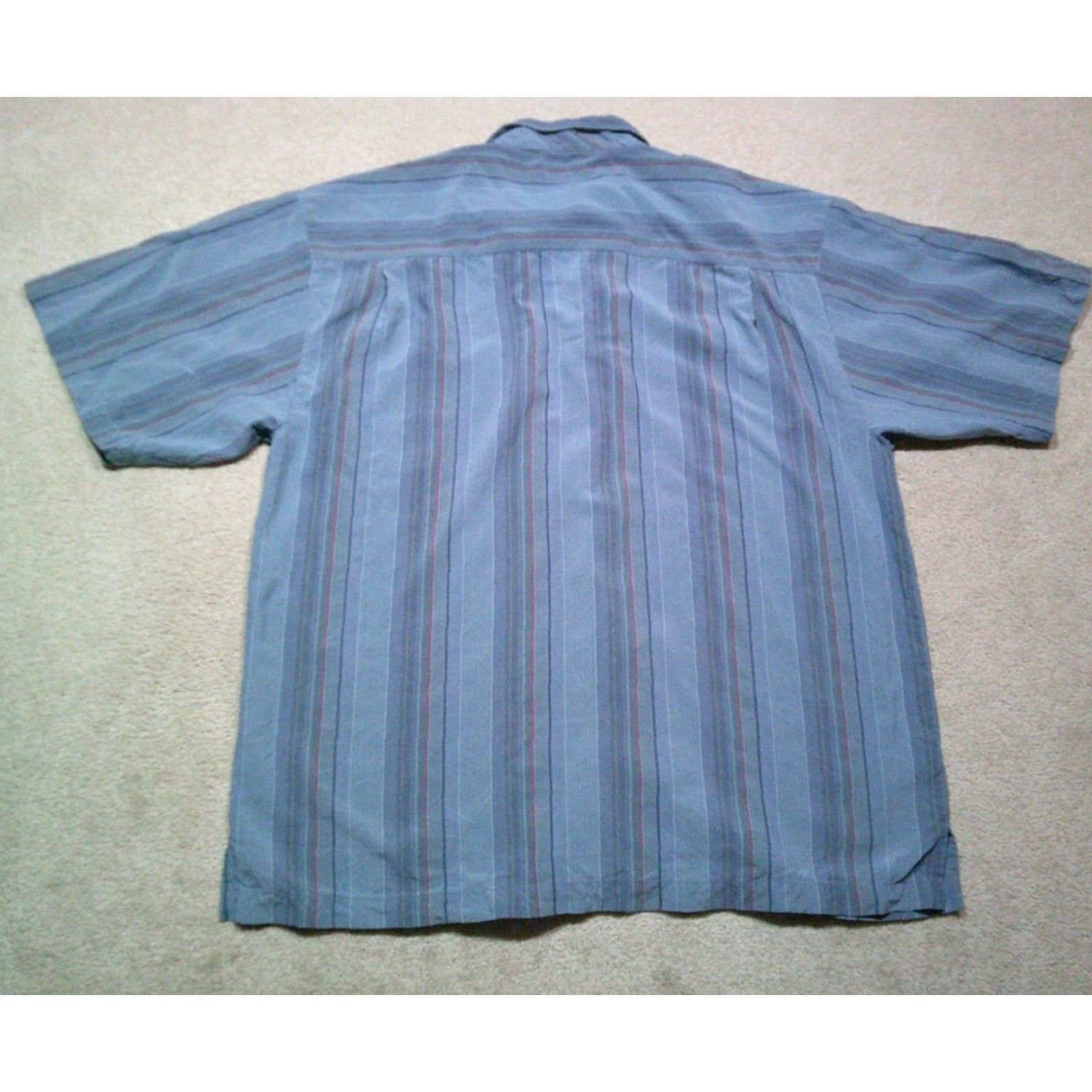 Tommy Bahama Tommy Bahama Relax Button Up Silk Shirt Mens XL Extra Large Blue Striped Shirt Size US XL / EU 56 / 4 - 2 Thumbnail