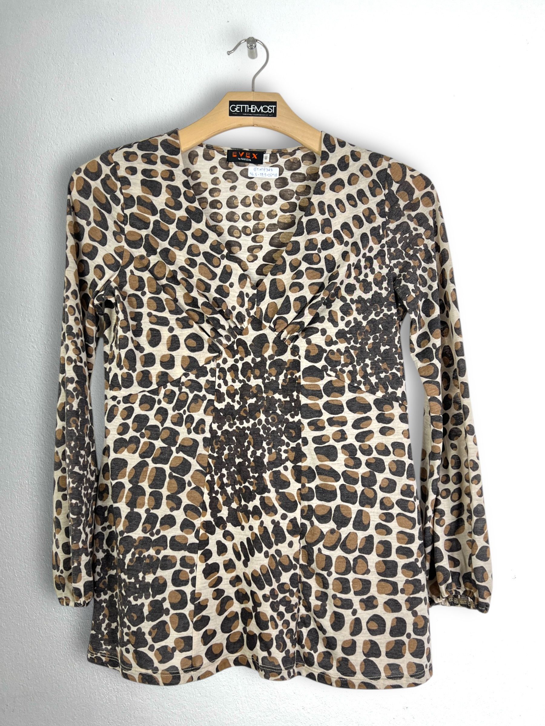 Japanese Brand Evex Y2K V-Neck Animal Printed L/S Blouse (40) GTMP347 Size M / US 6-8 / IT 42-44 - 1 Thumbnail