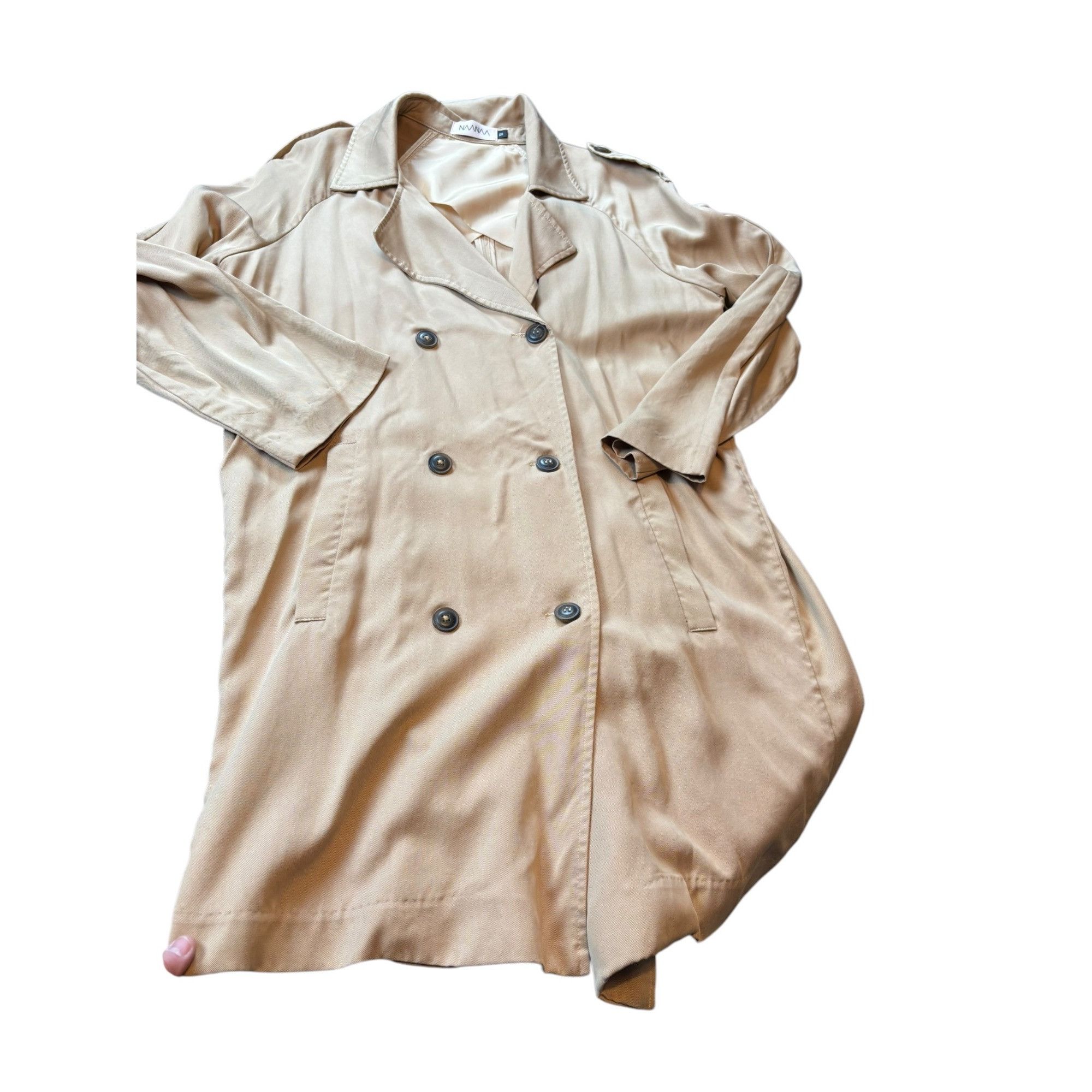 Other NAAVAA Womens Double-Breasted Trench Coat Beige Medium Size M / US 6-8 / IT 42-44 - 3 Thumbnail