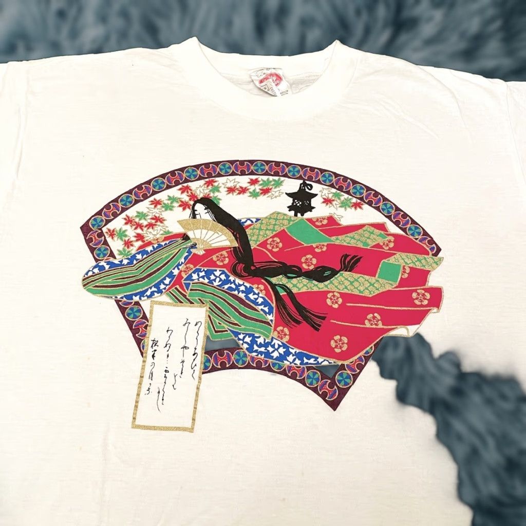 Vintage VINTAGE 80s 90s Asian Art Fan Lady Rare Tee Shirt Mens Size M White 90s Mens Tee Shirt VTG Vintage Shirt Size US M / EU 48-50 / 2 - 1 Thumbnail
