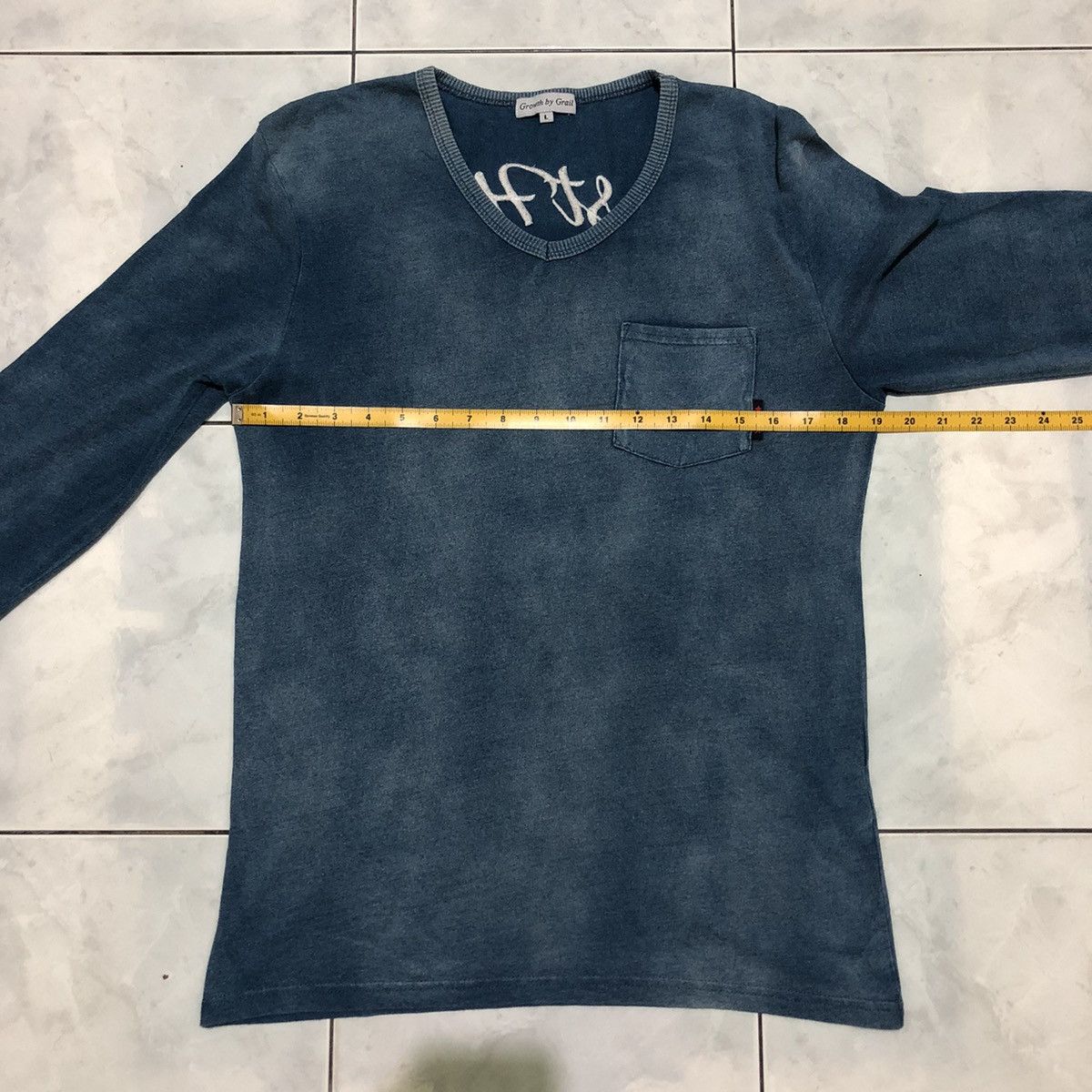 Japanese Brand Growth by Grail 3 Star Pocket Tee Denim Faded Details Style Size L / US 10 / IT 46 - 16 Thumbnail