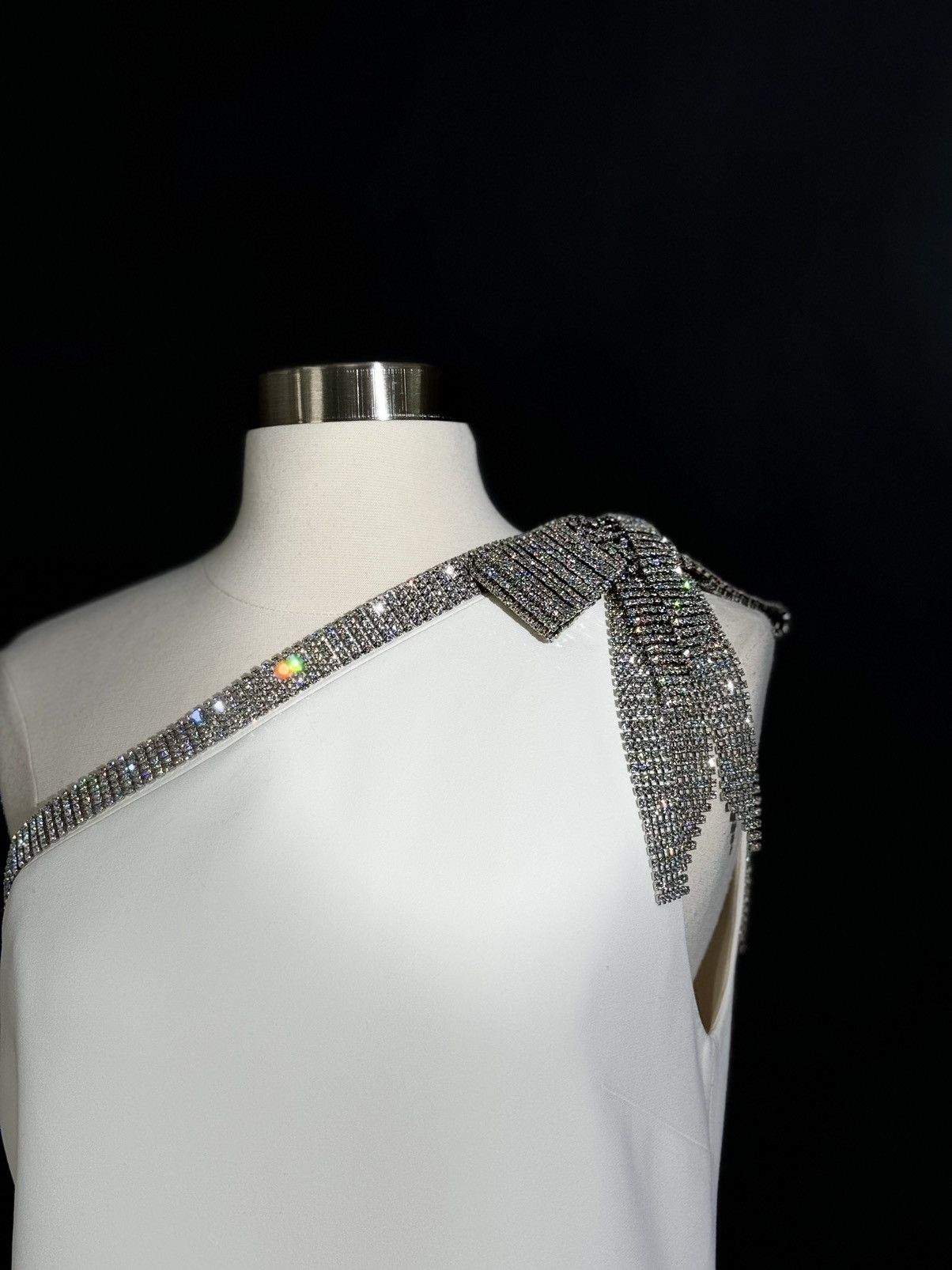 Other US 4&8 ELIE SAAB White Diamante Embellished Crepe Mini Dress Size M / US 6-8 / IT 42-44 - 5 Thumbnail