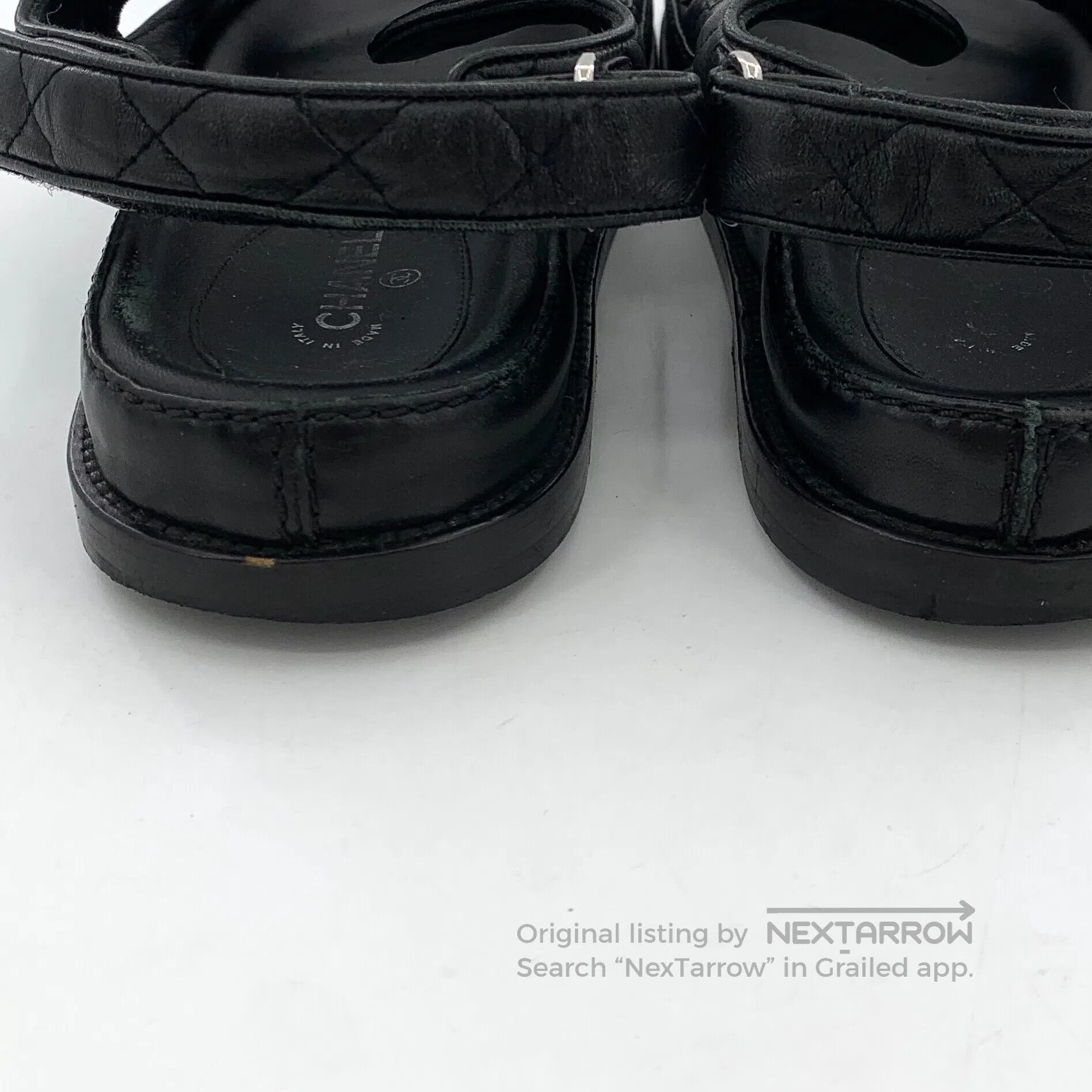 Chanel Chanel Black Logo Mark Magic Tape Casual Flat Sandals| Size US 7.5 / IT 37.5 - 8 Thumbnail