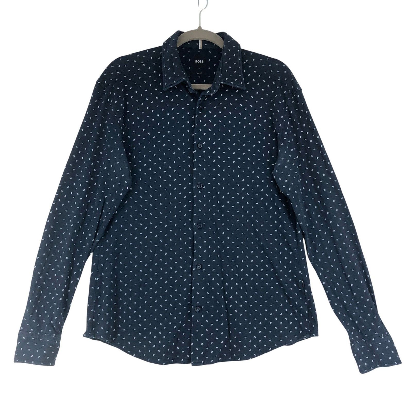 Hugo Boss BOSS Shirt L Roan Slim Fit Navy Geo Print Long Sleeve Size US L / EU 52-54 / 3 - 1 Thumbnail
