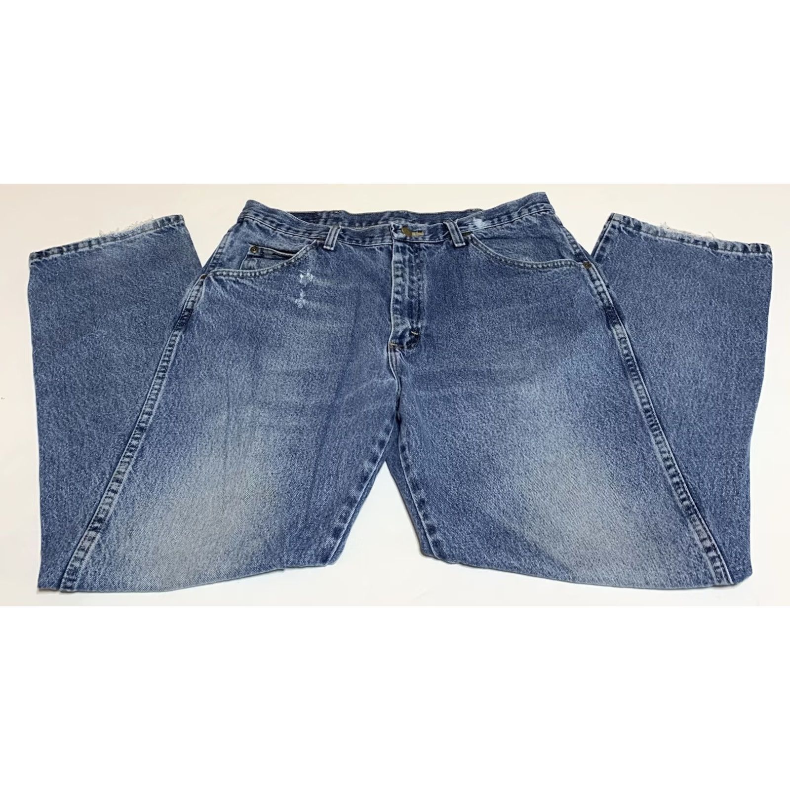 Wrangler Wrangler Jeans Regular Fit Denim Blue Jeans Mens 36x30 Straight Leg Distressed Wrangler Premium Quality Size US 36 / EU 52 - 2 Thumbnail