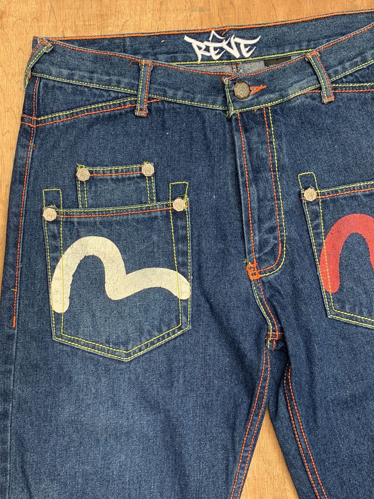 Vintage REVE Evisu Logo Japanese Denim Pants Size US 34 / EU 50 - 13 Thumbnail