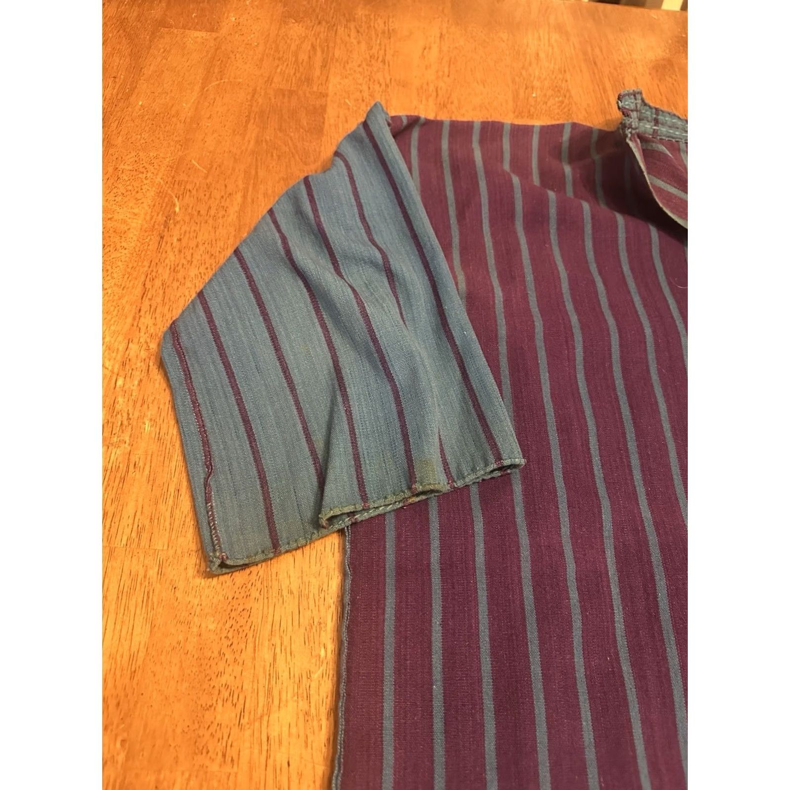 Vintage VINTAGE Guatemalan Shirt XL 70s 80s Striped Hippie Open V Neck Purple Button Mens Size US XL / EU 56 / 4 - 3 Thumbnail