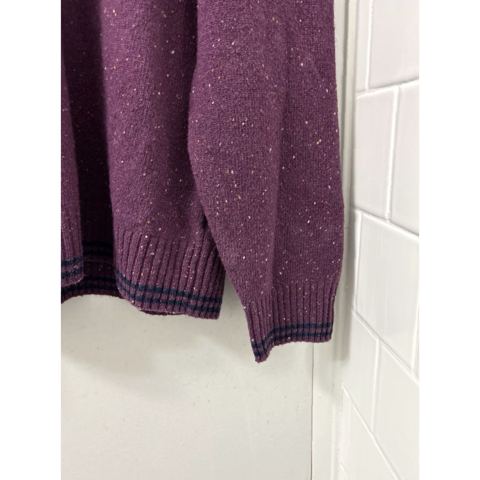 Brooks Brothers Brooks Brothers Sweater Mens XL Purple Lambswool Crewneck Pullover L/S, Tweed, Logo, Regular Fit Size US XL / EU 56 / 4 - 5 Thumbnail