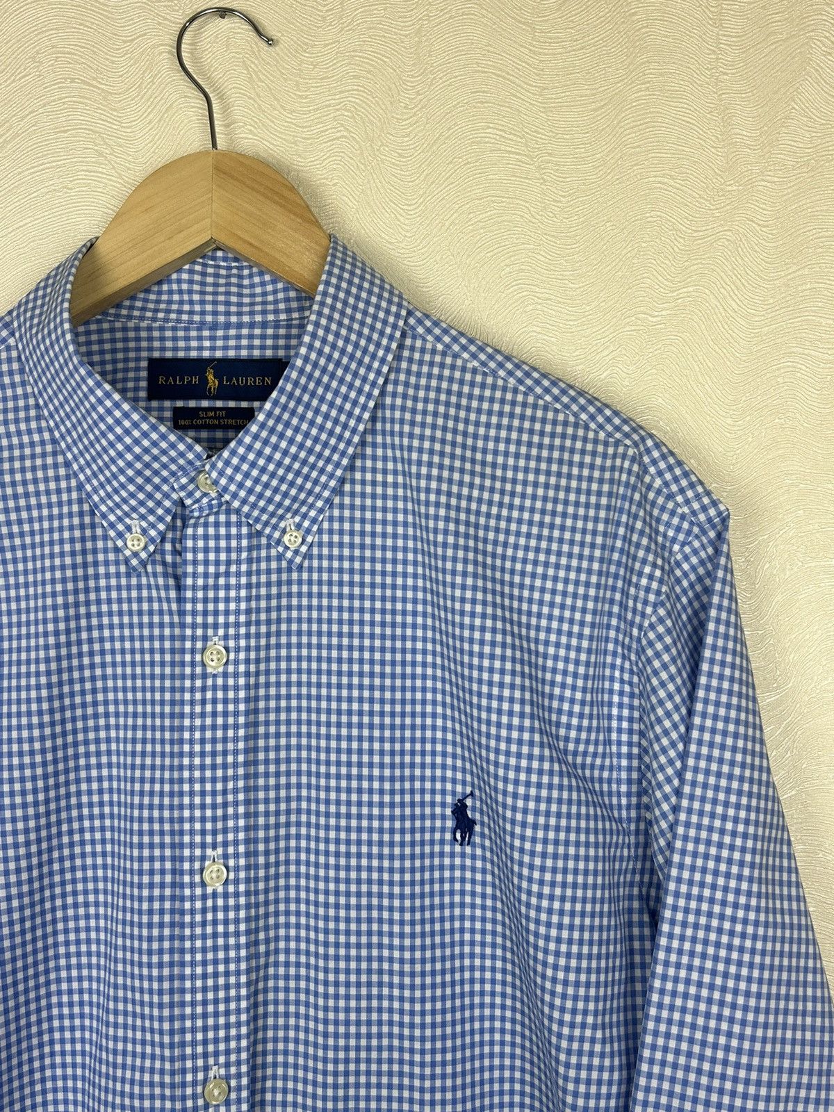 Polo Ralph Lauren Polo Ralph Lauren Blue Check Slim Fit Stretch Shirt Sz XL Size US XL / EU 56 / 4 - 4 Thumbnail