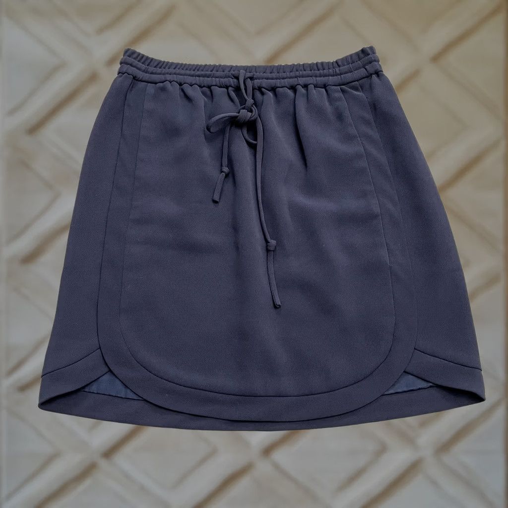 J.Crew J.Crew Skirt Womens 00 Navy Blue Elastic Waist Pockets Knee Length 26x18 Twill Regular Size 24" / US 00 / IT 34 - 1 Thumbnail