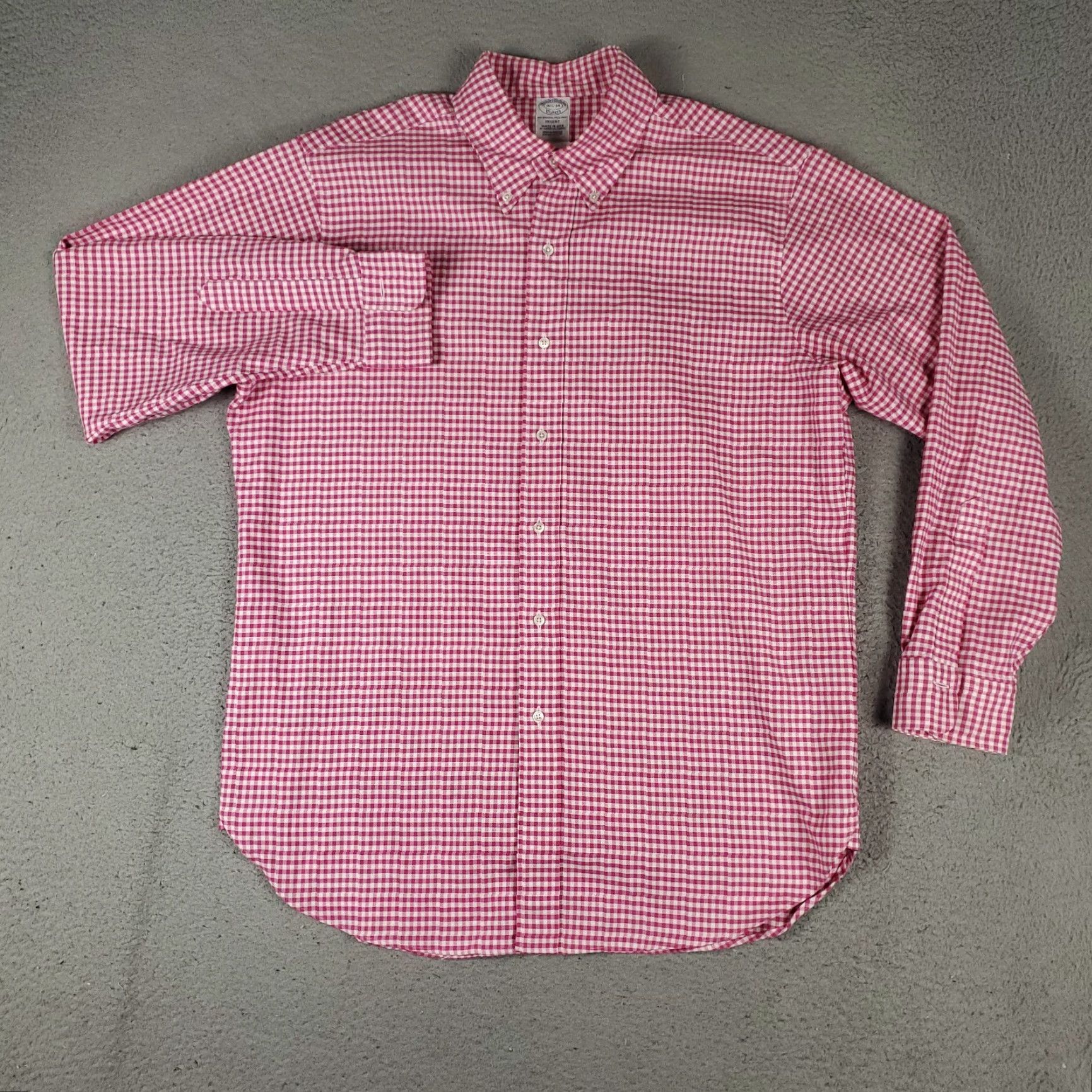 Brooks Brothers Brooks Brothers Shirt Mens 16.5 Pink Check Dress Button Up Long Sleeve Cotton Size 42R - 2 Thumbnail