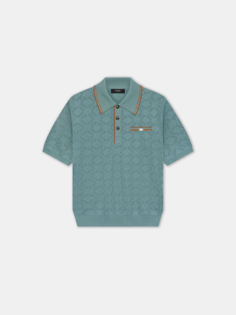Amiri o1s1wg110526 MA Mesh Polo Shirt in Blue Size US L / EU 52-54 / 3 - 1 Thumbnail