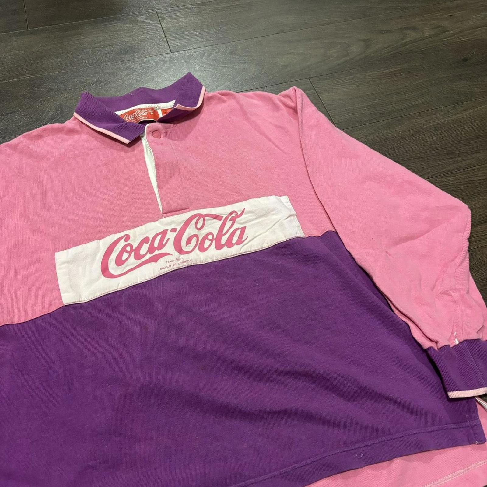 Coca Cola Vintage Coca Cola collared shirt 90s pink purple L Size US L / EU 52-54 / 3 - 3 Thumbnail