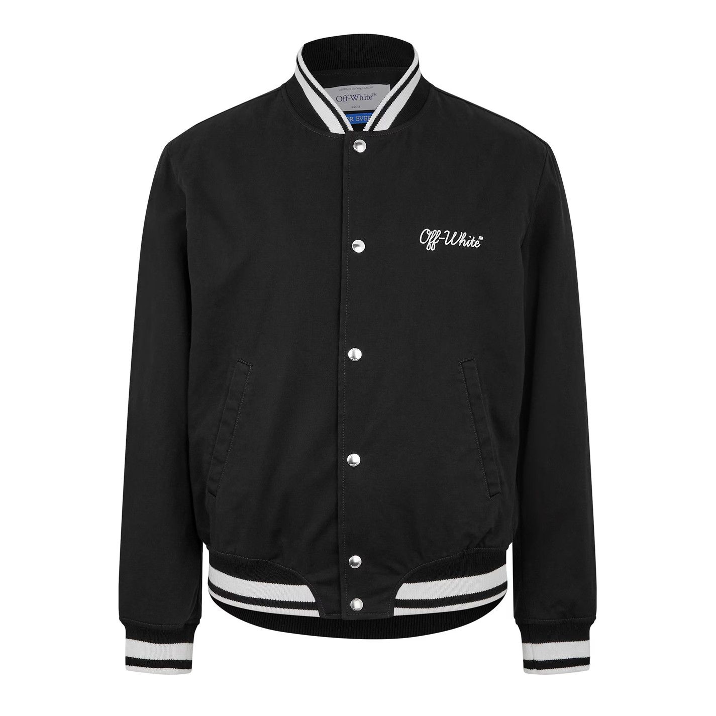 Off-White o1g2r1mq0326 Script Varsity Jacket in Black/White Size US M / EU 48-50 / 2 - 1 Thumbnail