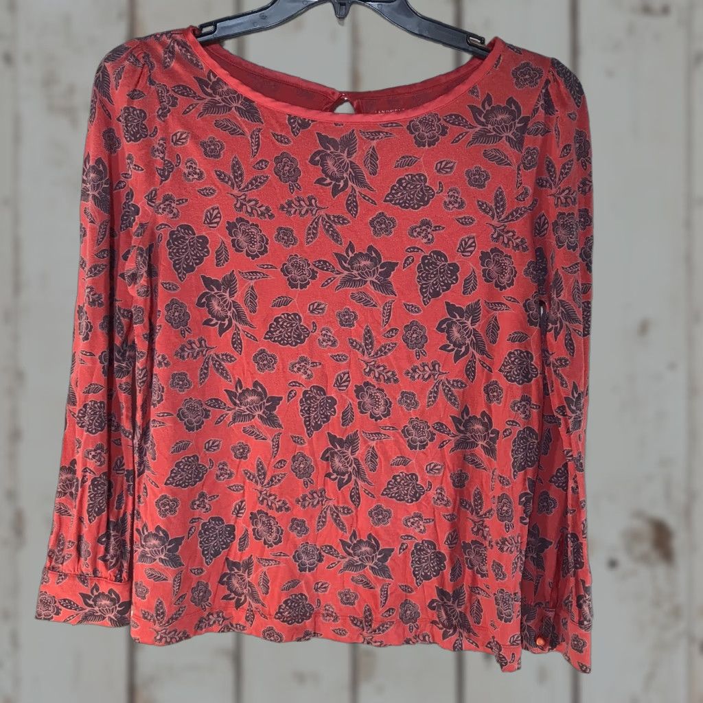 Lands' End VINTAGE Lands' End Women's Floral Lyocell Wool Shirt Size M Red Casual Blouse Size M / US 6-8 / IT 42-44 - 1 Thumbnail