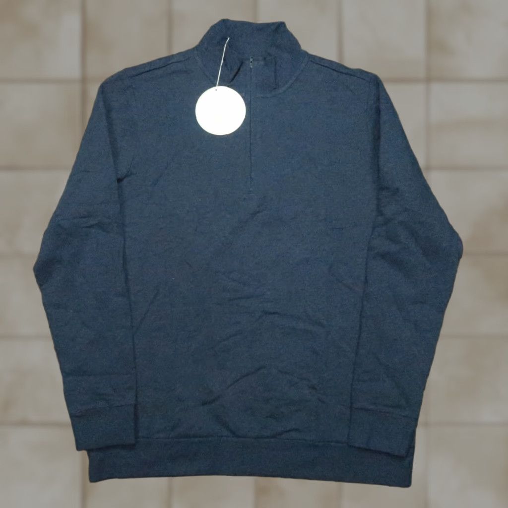 Vintage Criquet Mens Pullover Sweater Long Sleeve Mock Neck 1/4 Zip Blue NWT Size US L / EU 52-54 / 3 - 1 Thumbnail