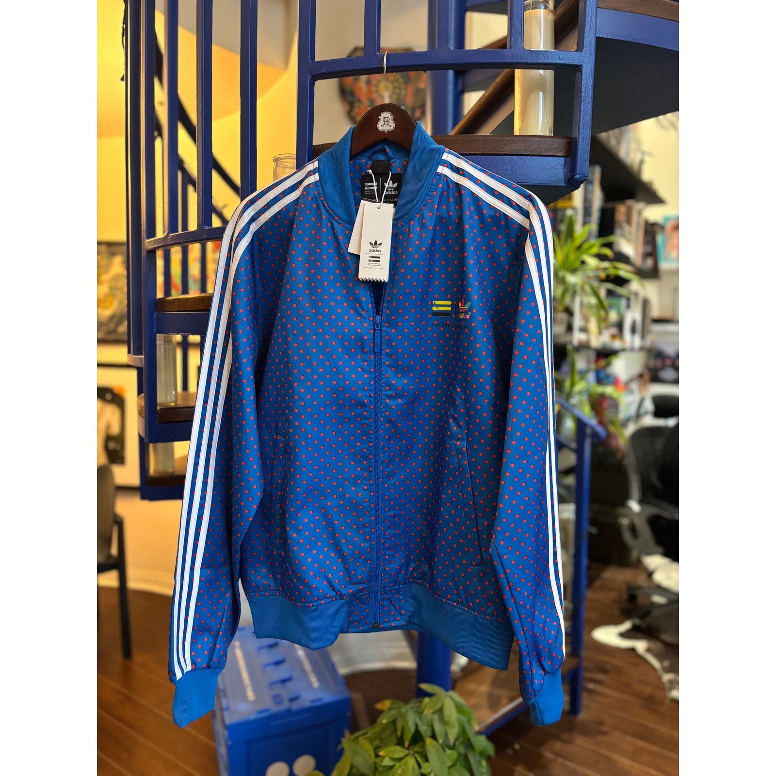 Adidas Adidas x Pharrell Williams Blue Polka Dot Track Jacket L NWT Size US L / EU 52-54 / 3 - 1 Thumbnail