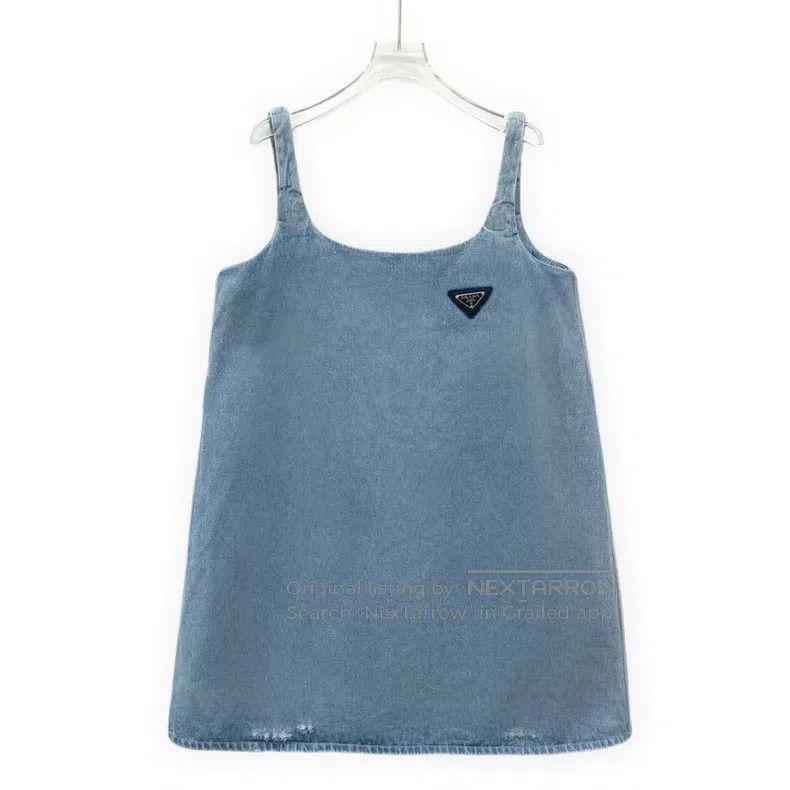 Prada Prada Blue destruction design triangle cotton suspender de Size S / US 4 / IT 40 - 1 Thumbnail