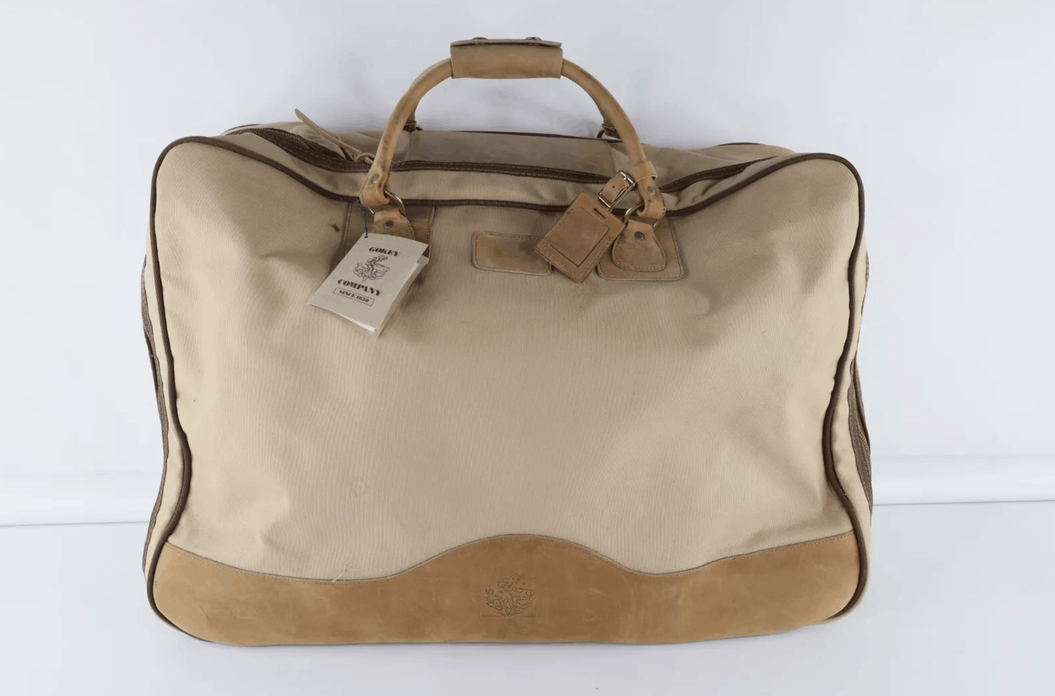 Deadstock Vintage Orvis Gokey Canvas Leather Duffel Bag in Brown, Men's