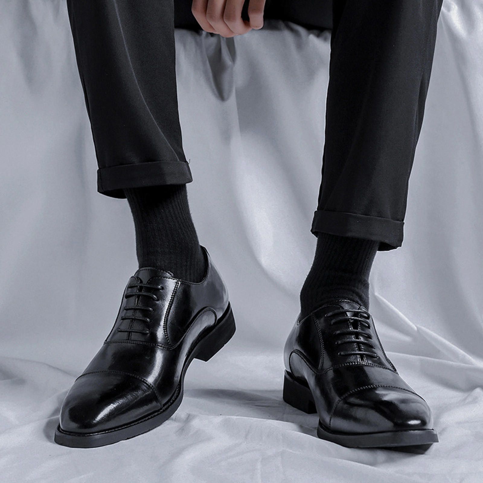 Leather Stylish Black Dress Shoes for Men Size US 10 / EU 43 - 3 Thumbnail