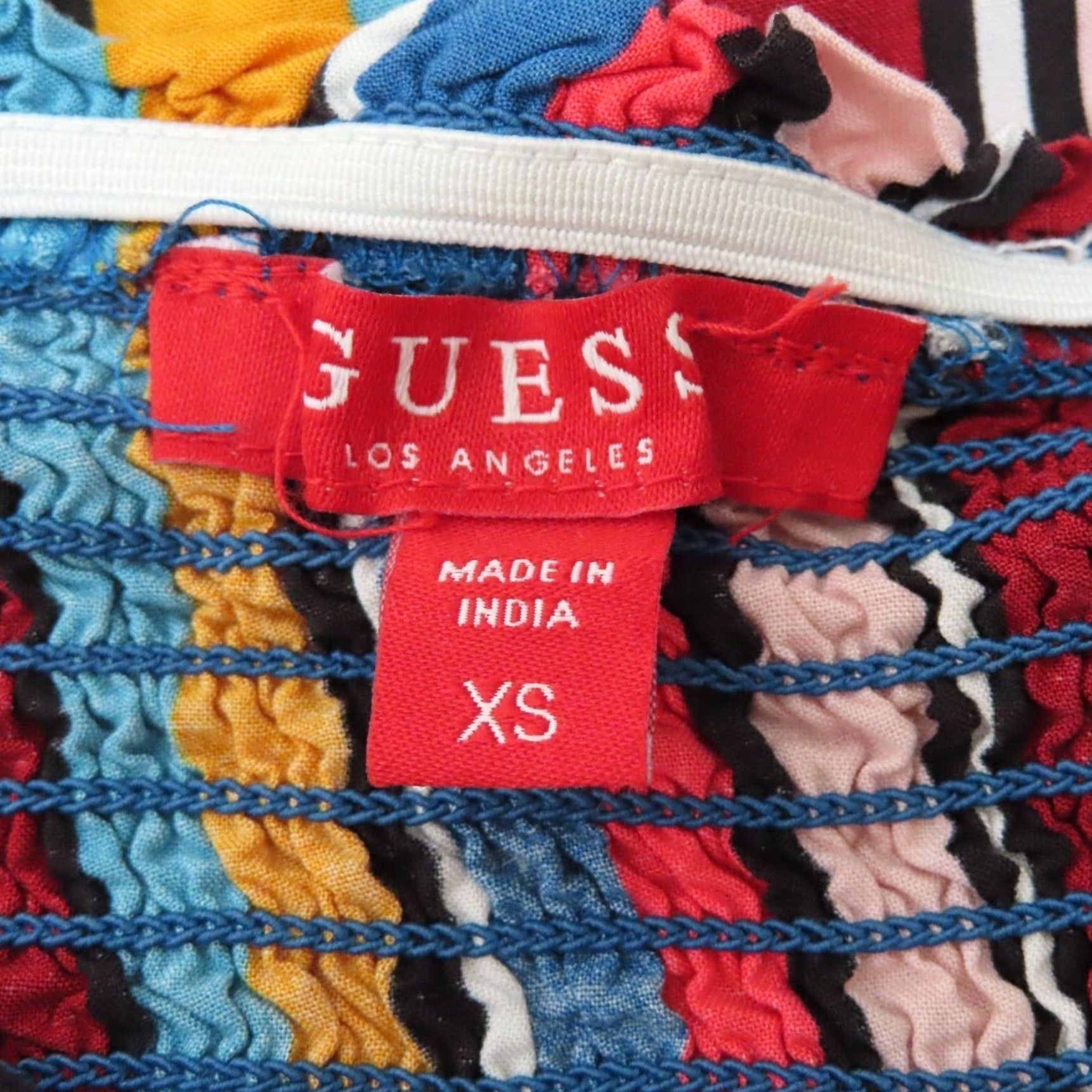 Guess GUESS Womens XS Off Shoulder Striped Sundress Smocked Multicolor Dress Sundress Size XS / US 0-2 / IT 36-38 - 6 Thumbnail