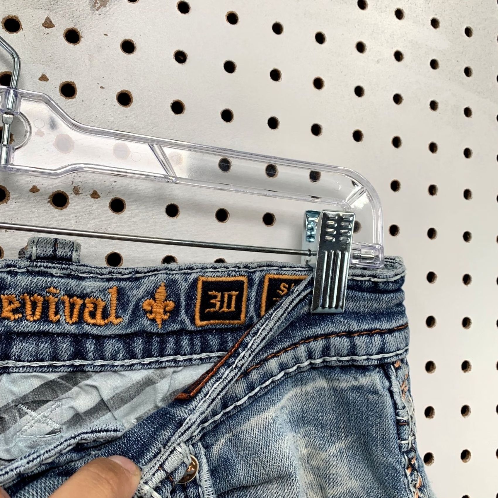 Vintage Rock Revival Denim Jeans Mens 30x29 Blue Slim Boot Cut Embroidered Leather Y2K Size US 30 / EU 46 - 3 Thumbnail