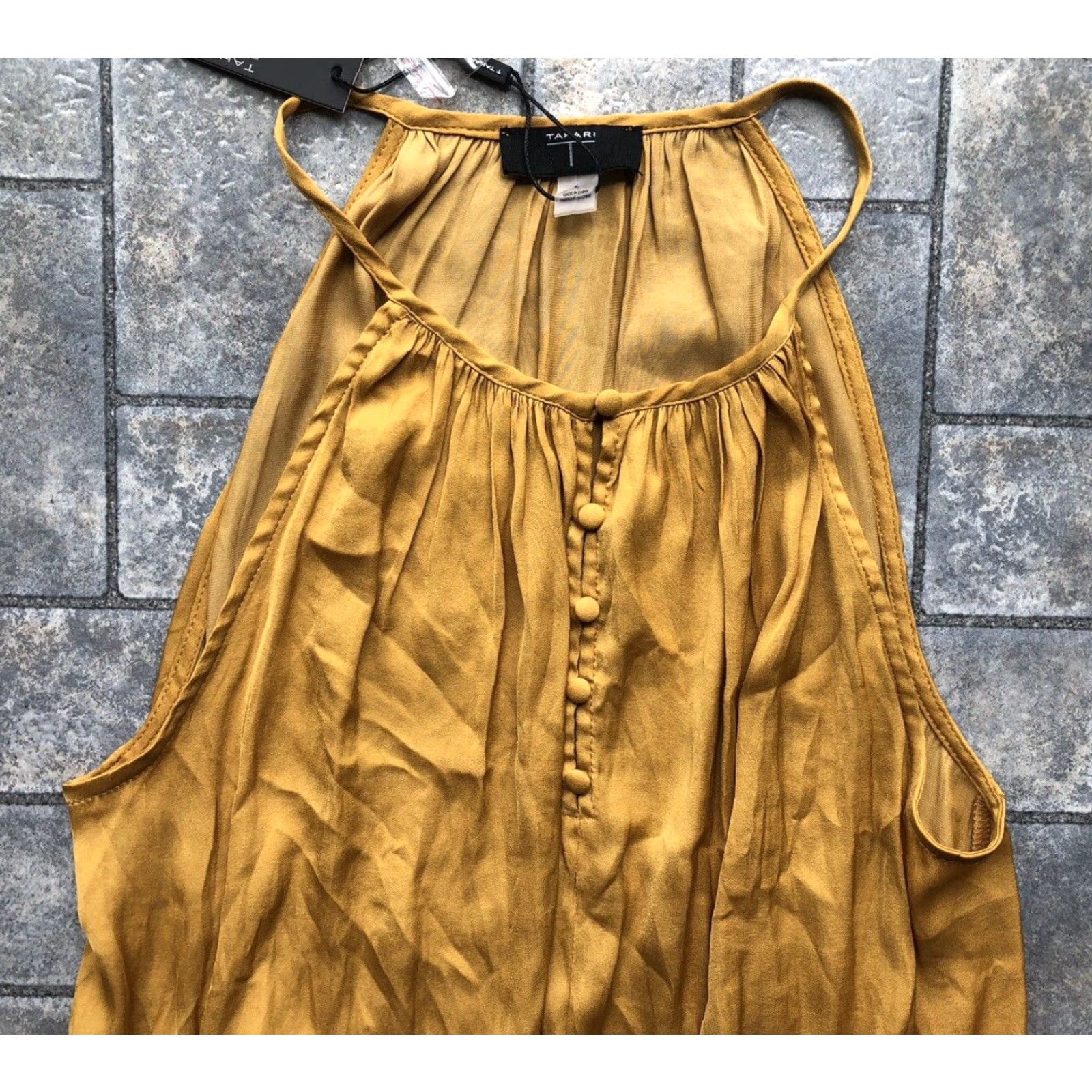 Vintage NWT Tahari Womens Tank Top L Yellow Marigold Sleeveless Shirt Casual Workwear Hipster Preppy Designer Nerd Size L / US 10 / IT 46 - 7 Thumbnail
