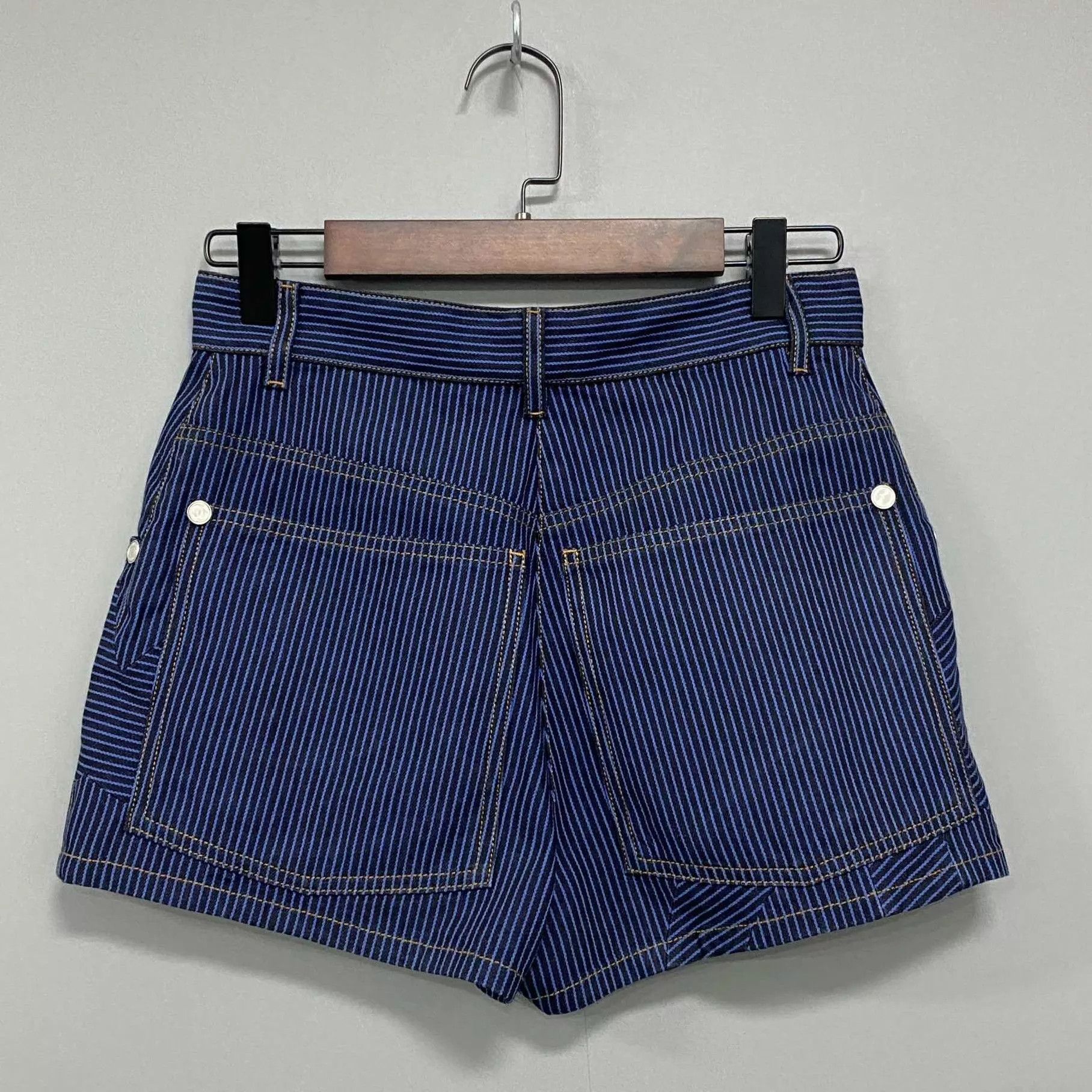 Chanel Chanel Blue Striped CC Logo Denim Shorts Women's 34 Size 25" / US 0 / IT 36 - 1 Thumbnail