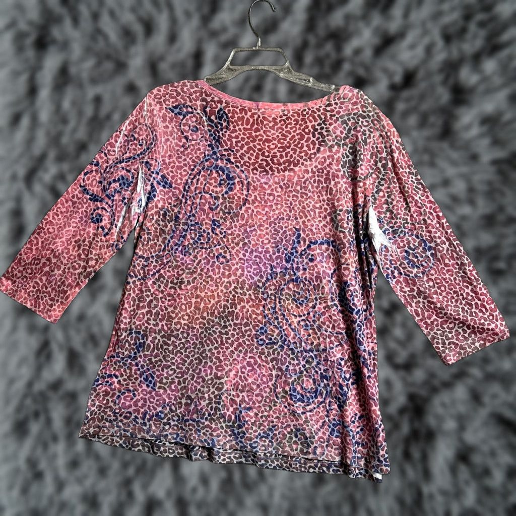 Vintage VINTAGE Y2K Leopard Print Top 16W Plus Rhinestones Whimsigoth Fairy Grunge Boho Hippie Blouse Women Girls Size XXL / US 16-18 / IT 52-54 - 1 Thumbnail