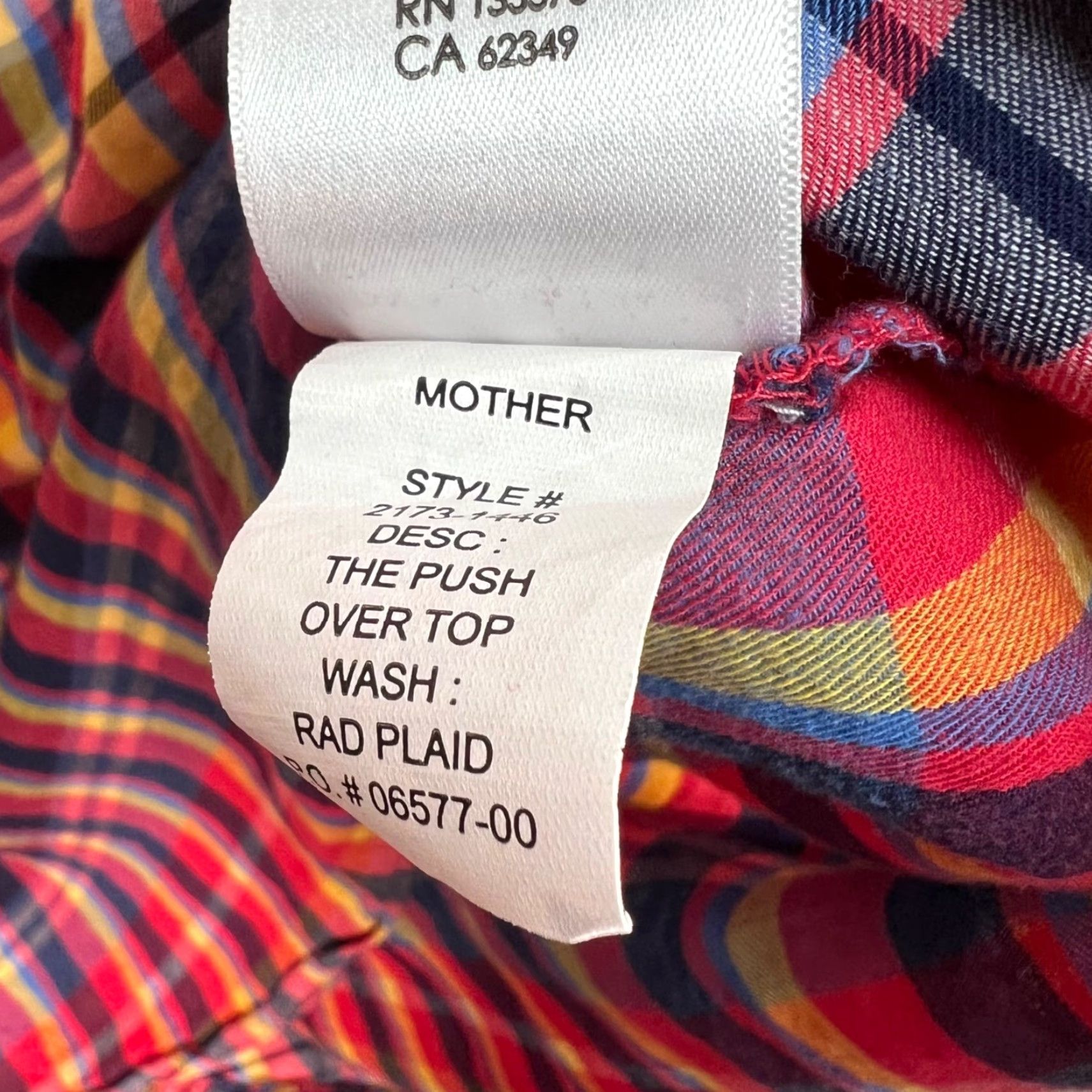 MOTHER MOTHER Women's Plaid Blouse Large Red Long Sleeve Cotton Button Pullover Casual Size L / US 10 / IT 46 - 5 Thumbnail