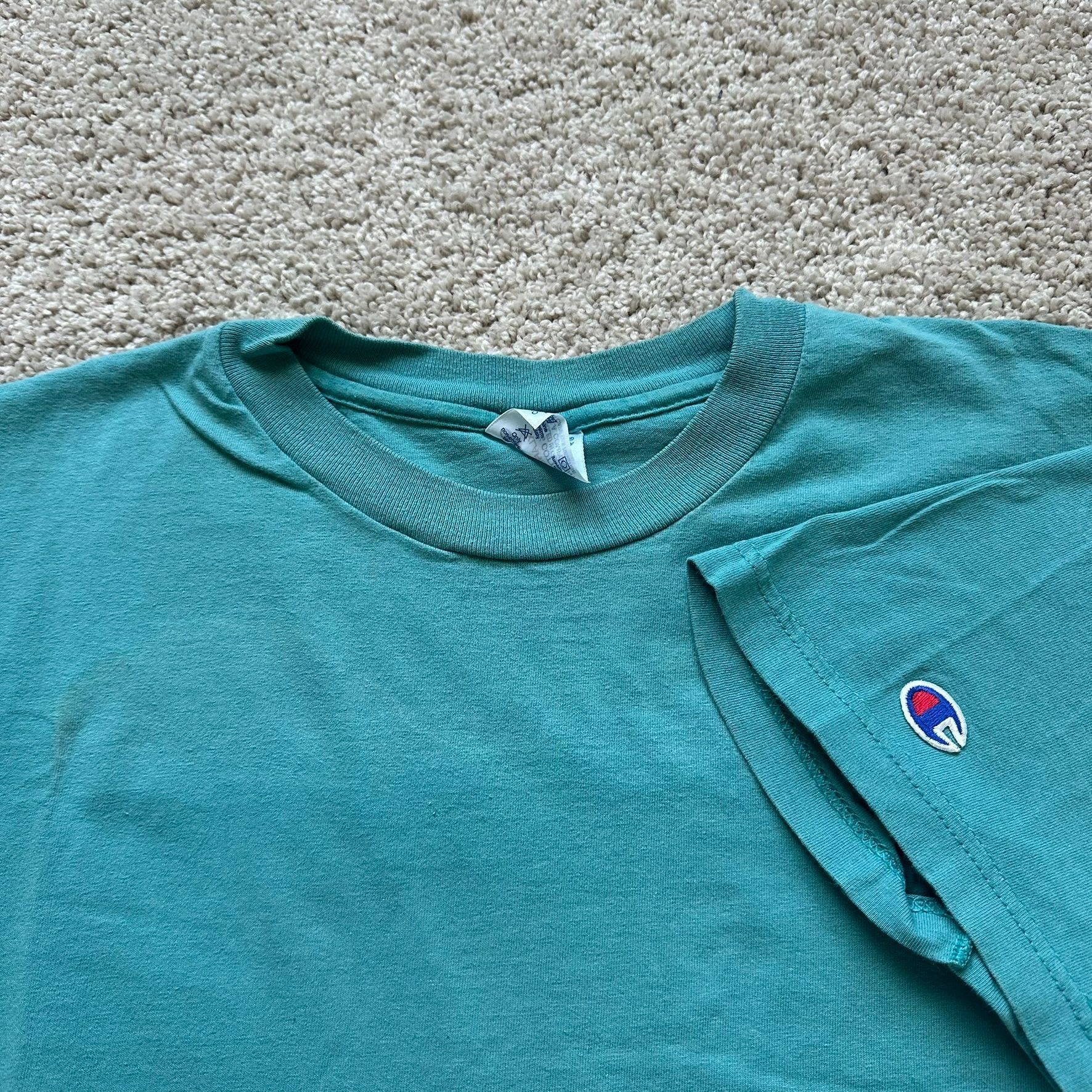 Champion Vintage 90s Champion Big Print T-Shirt Turquoise Blue Athlet Size US XL / EU 56 / 4 - 6 Thumbnail