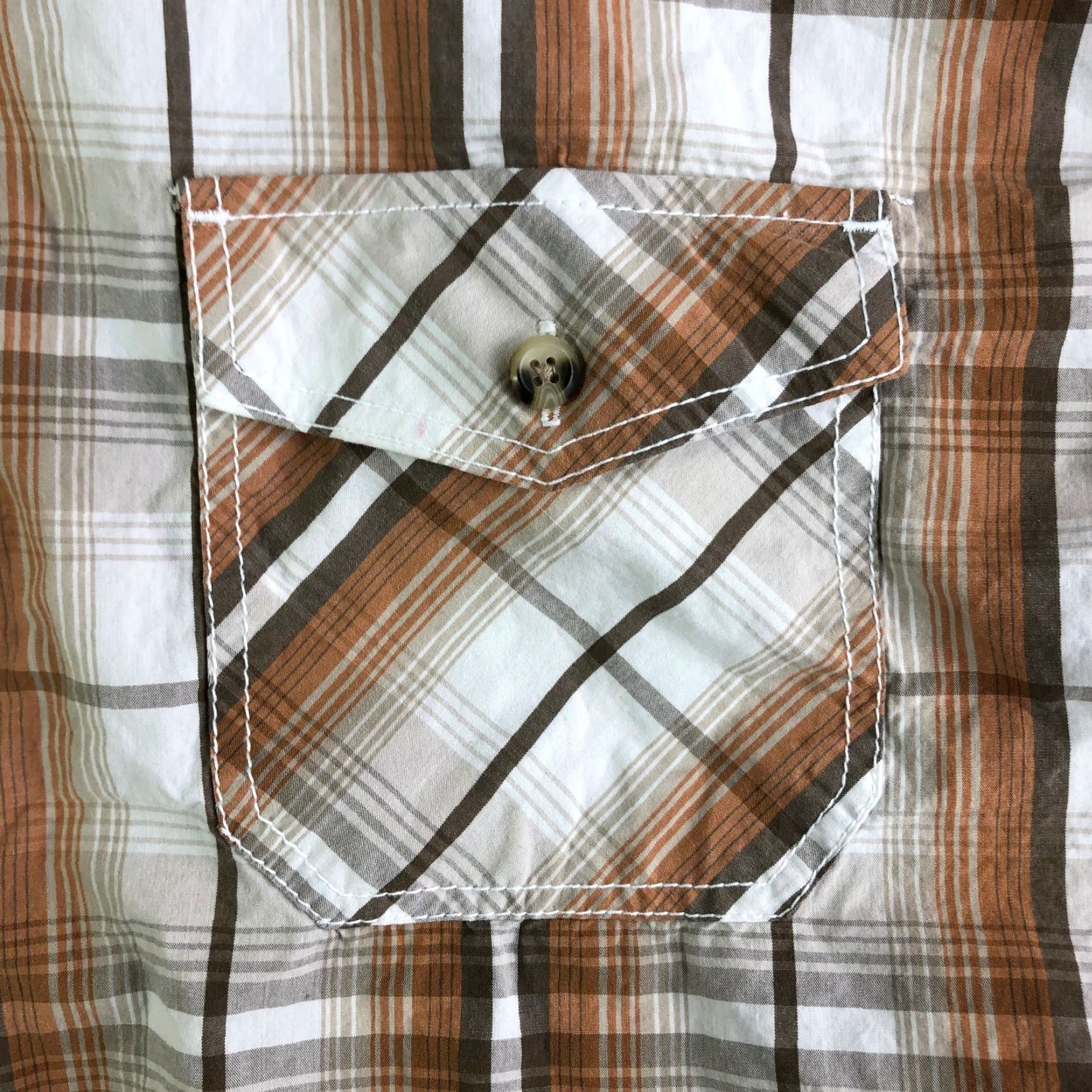 Vintage Ruff Hewn Well Worn Shirt Long Sleeve Button-Up Brown Plaid Point Collar Mens XXL Regular Cotton Vintage: No Size US XXL / EU 58 / 5 - 5 Thumbnail
