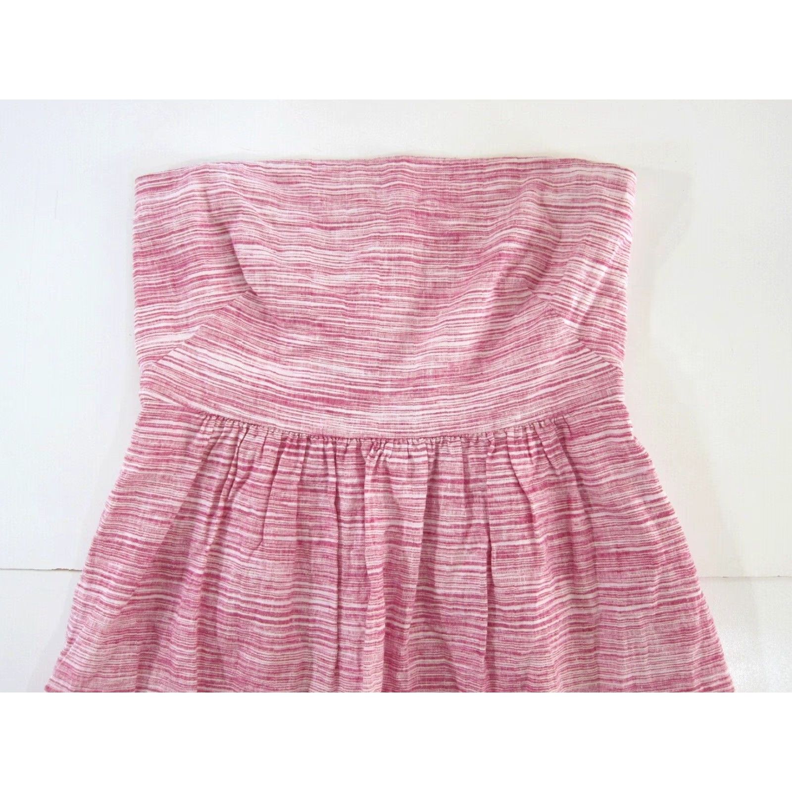 Banana Republic Banana Republic Linen Pink White Stripe Strapless Empire Waist Dress 12 Size XL / US 12-14 / IT 48-50 - 3 Thumbnail
