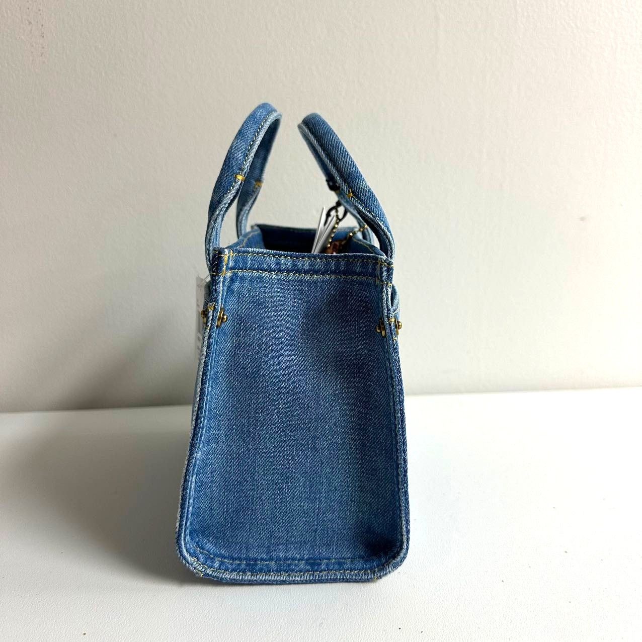 Coach Coach Mini Denim Cargo Tote Bag 20 Brass / Indigo CZ100 NWT Size ONE SIZE - 8 Thumbnail
