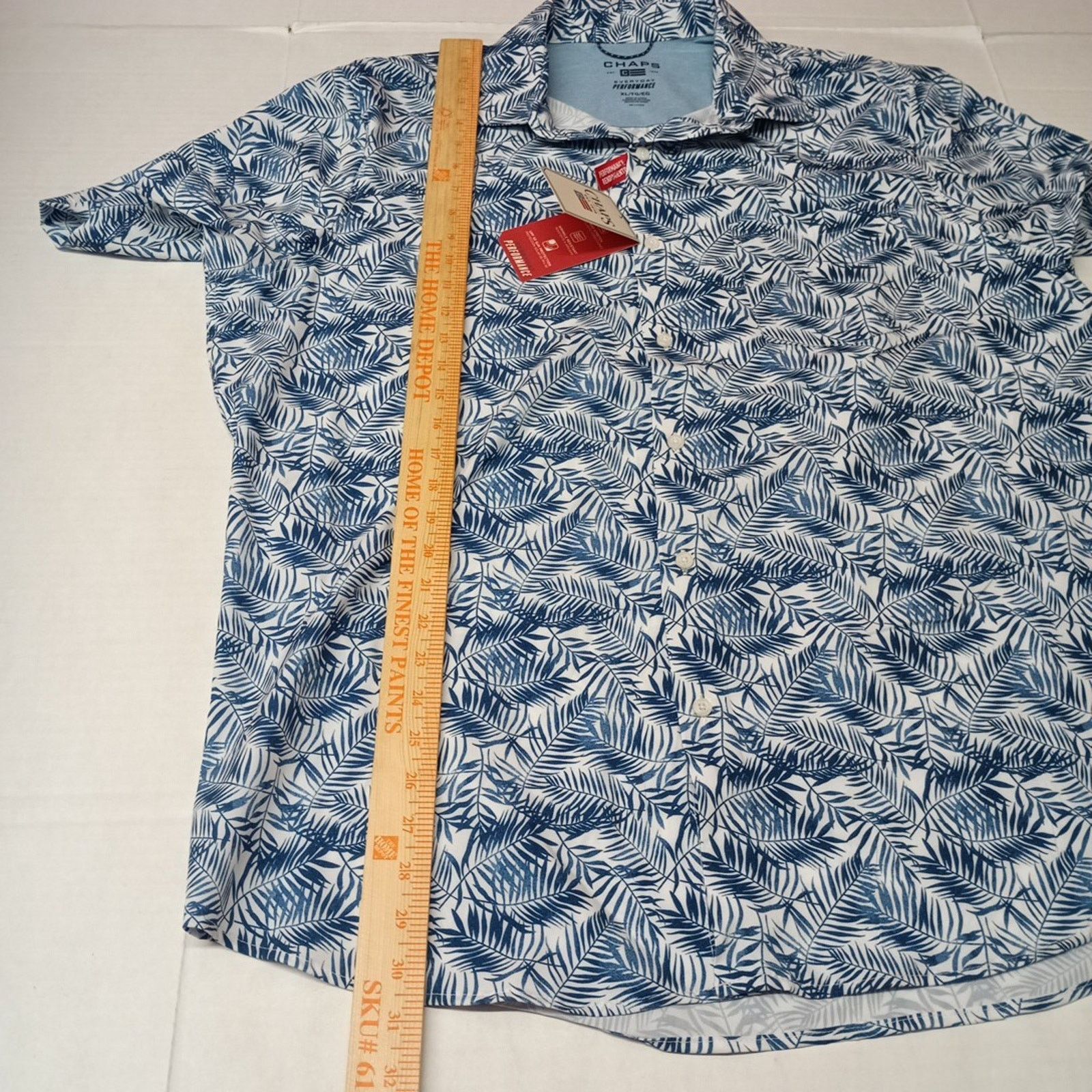Chaps Chaps Woven Shirt Men's Size XL Blue Floral Stretch UPF 50 Size US XL / EU 56 / 4 - 6 Thumbnail