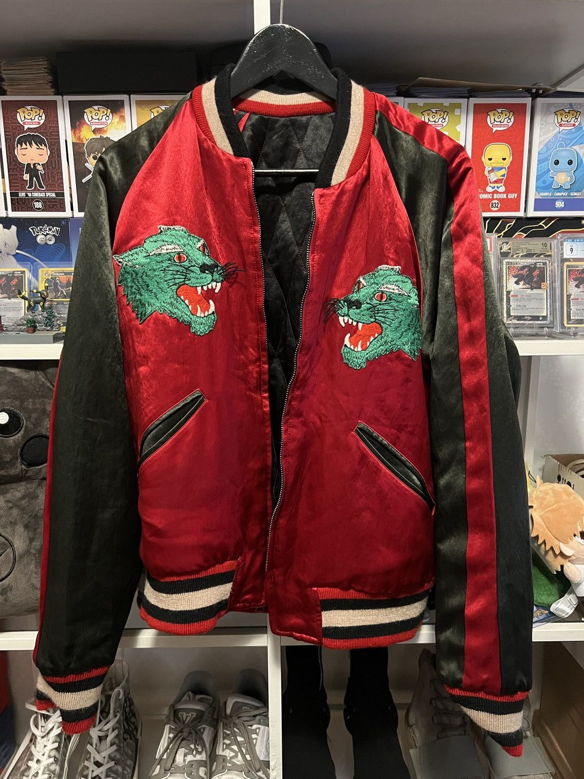 Gucci Gucci Bomber Black Red Brown Satin Size US M / EU 48-50 / 2 - 1 Thumbnail