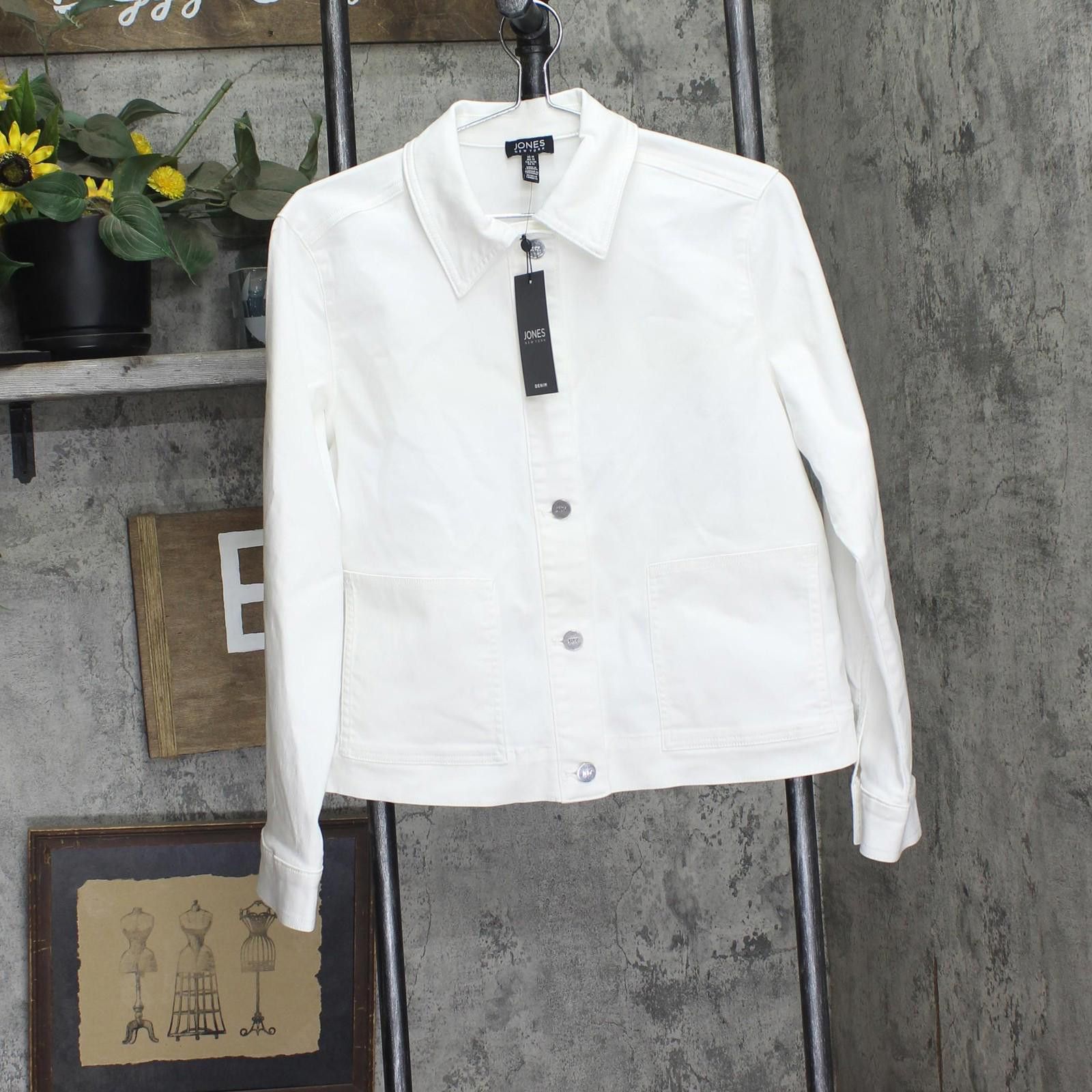 Jones New York Button Up Denim Jacket 10928933 Soft White M
